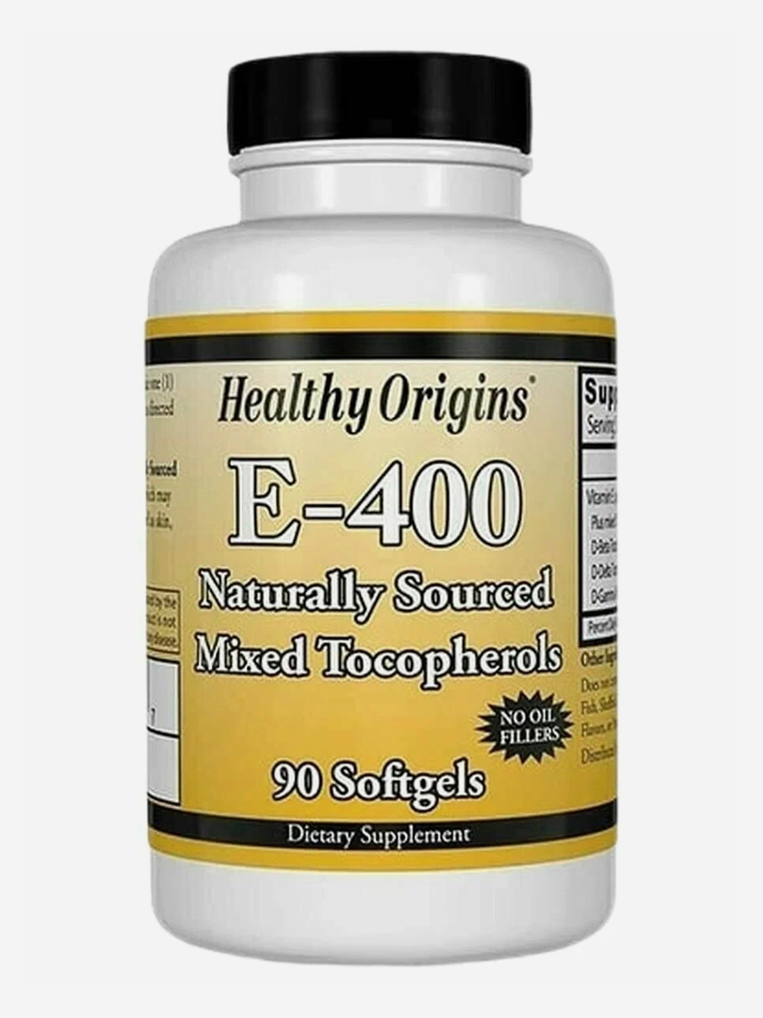Изображение товара Витамин E, Healthy Origins, 400 IU, 90 капсул, Белый
