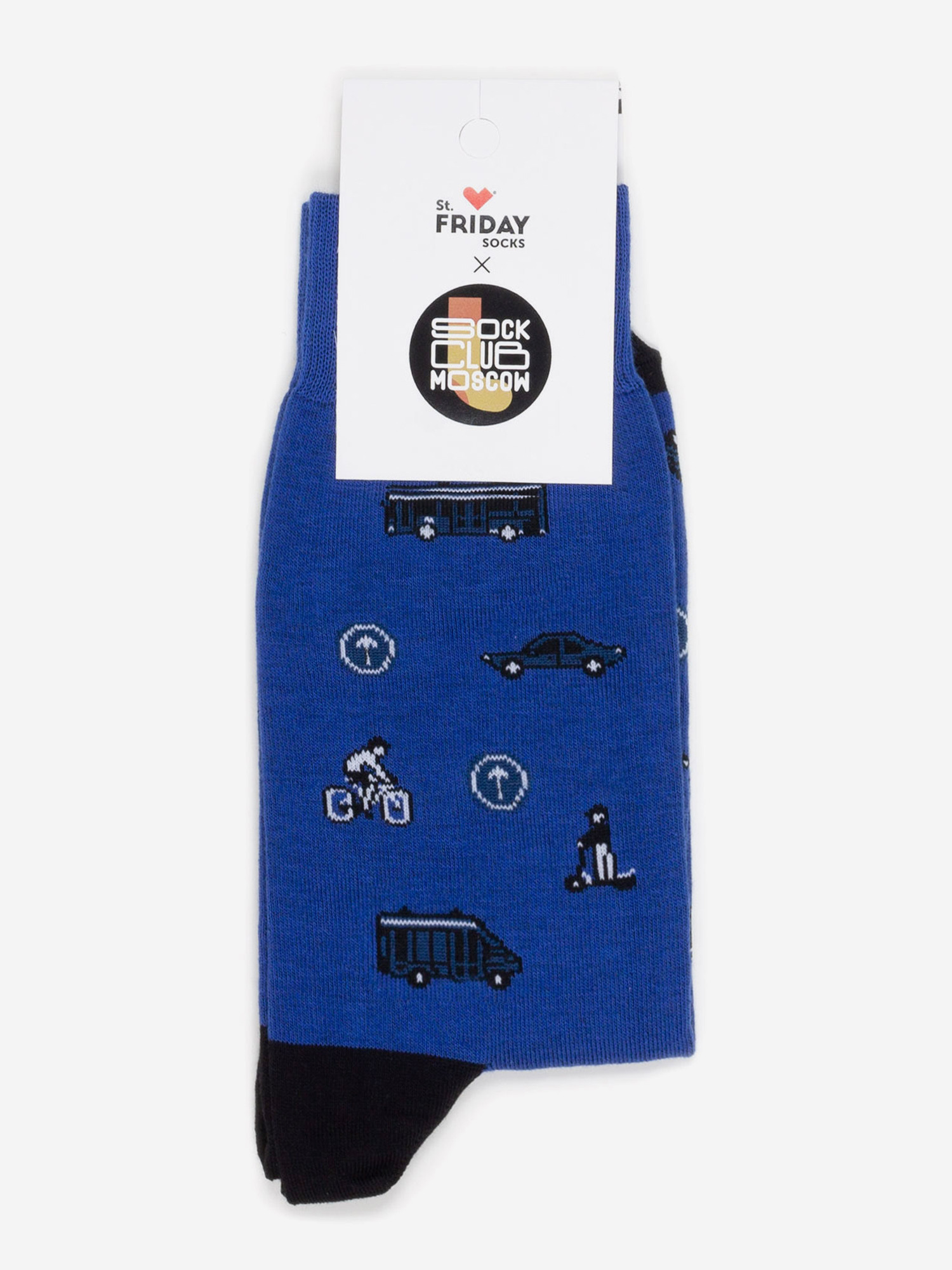 

Носки с рисунками St.Friday Socks x Sock Club Moscow, Московский транспорт, Синий