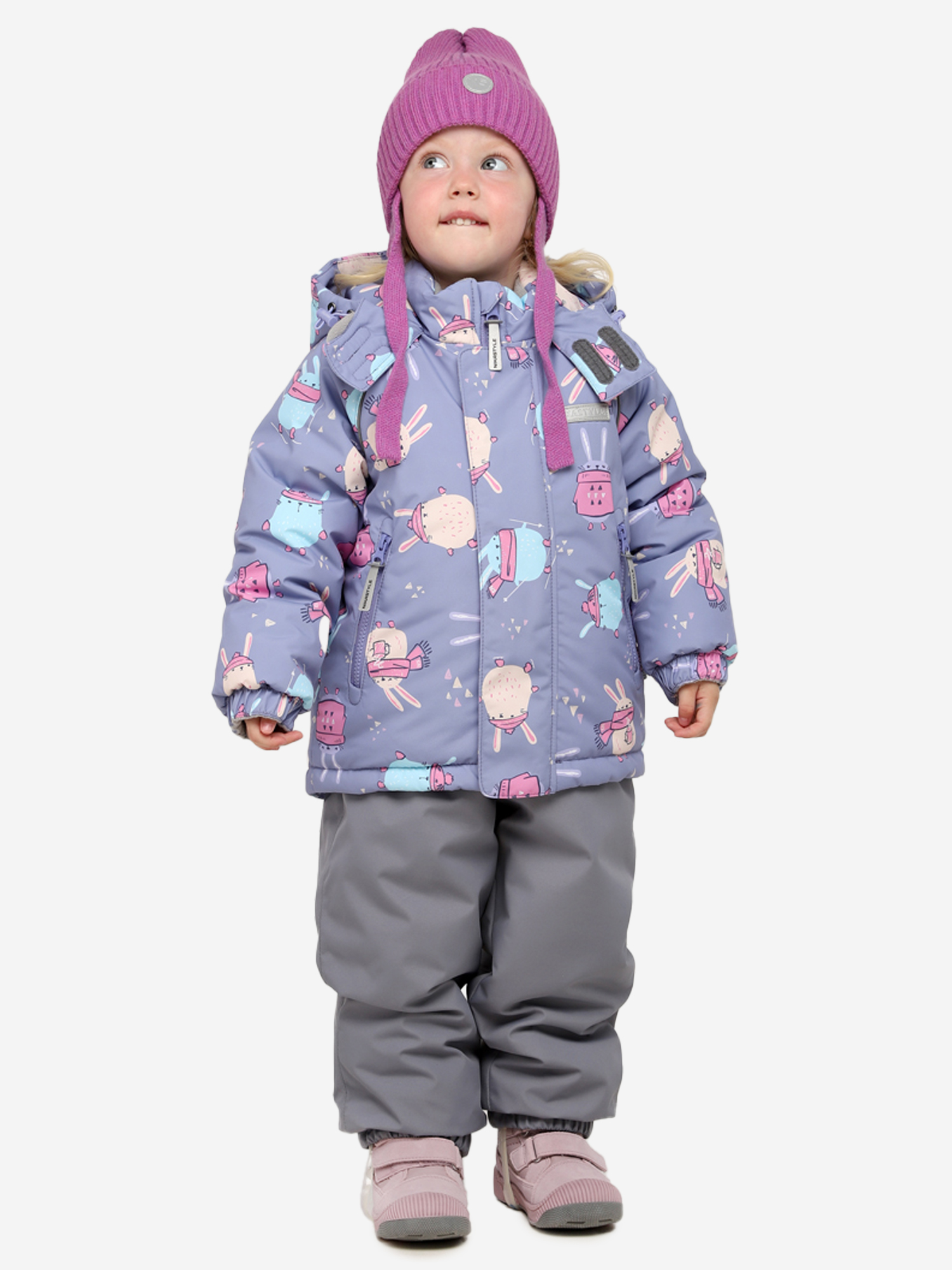 Изображение товара Детский зимний утепленный костюм NIKASTYLE Лаванда/серый для активного отдыха и путешествий