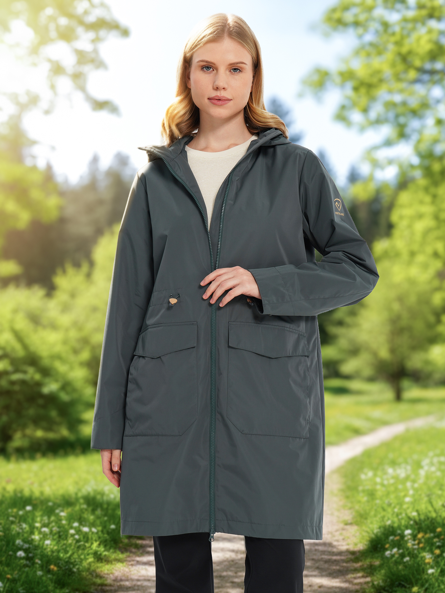 Изображение товара Женская ветровка Northland водоотталкивающая демисезонная с капюшоном Изображение товара Женская ветровка Northland водоотталкивающая демисезонная с капюшоном