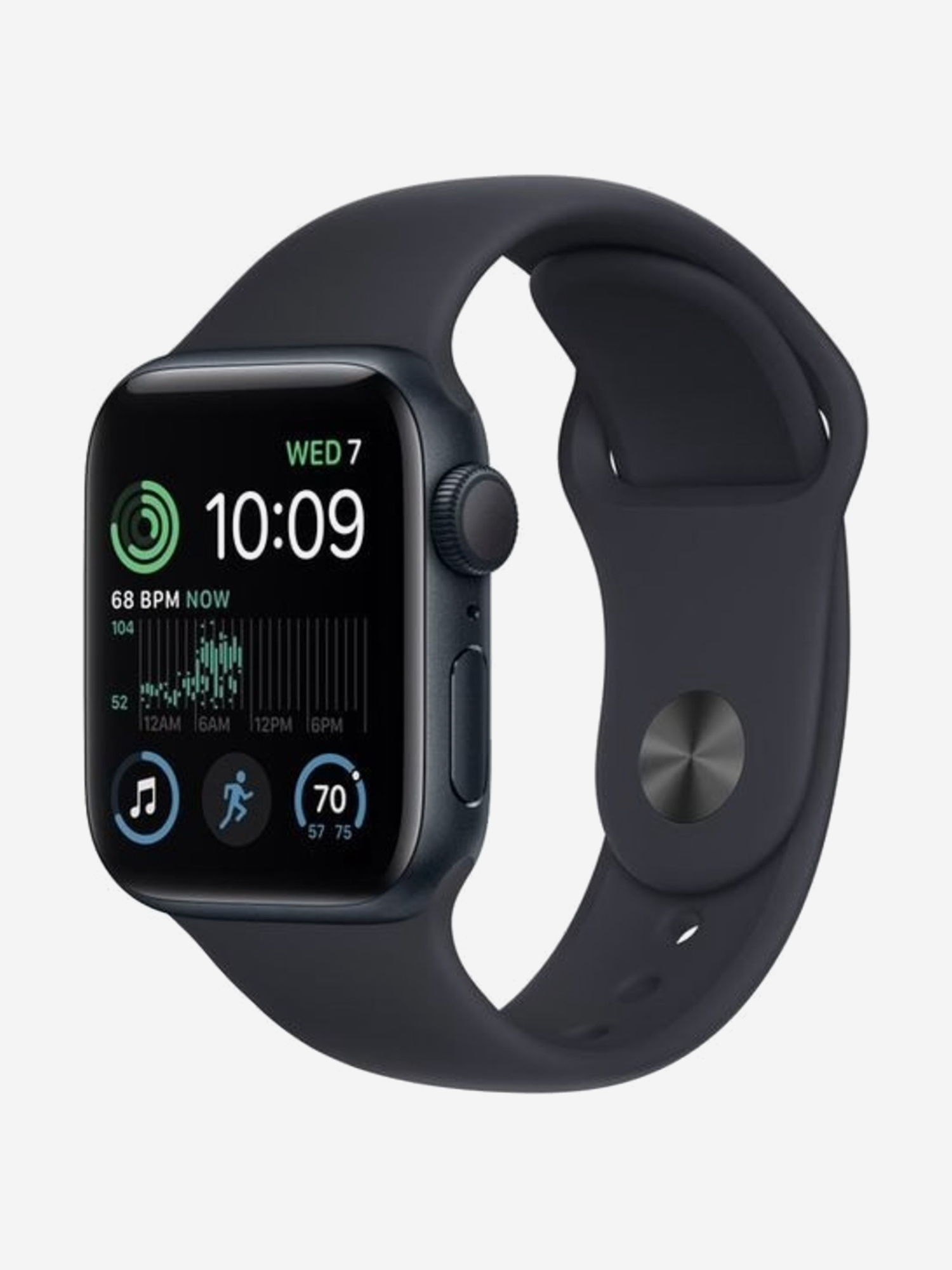 Часы Apple Watch SE GPS, корпус из алюминия цвета «полночно-черный», спортивный ремешок «полночно-черного» цвета 40 мм размер L, Черный