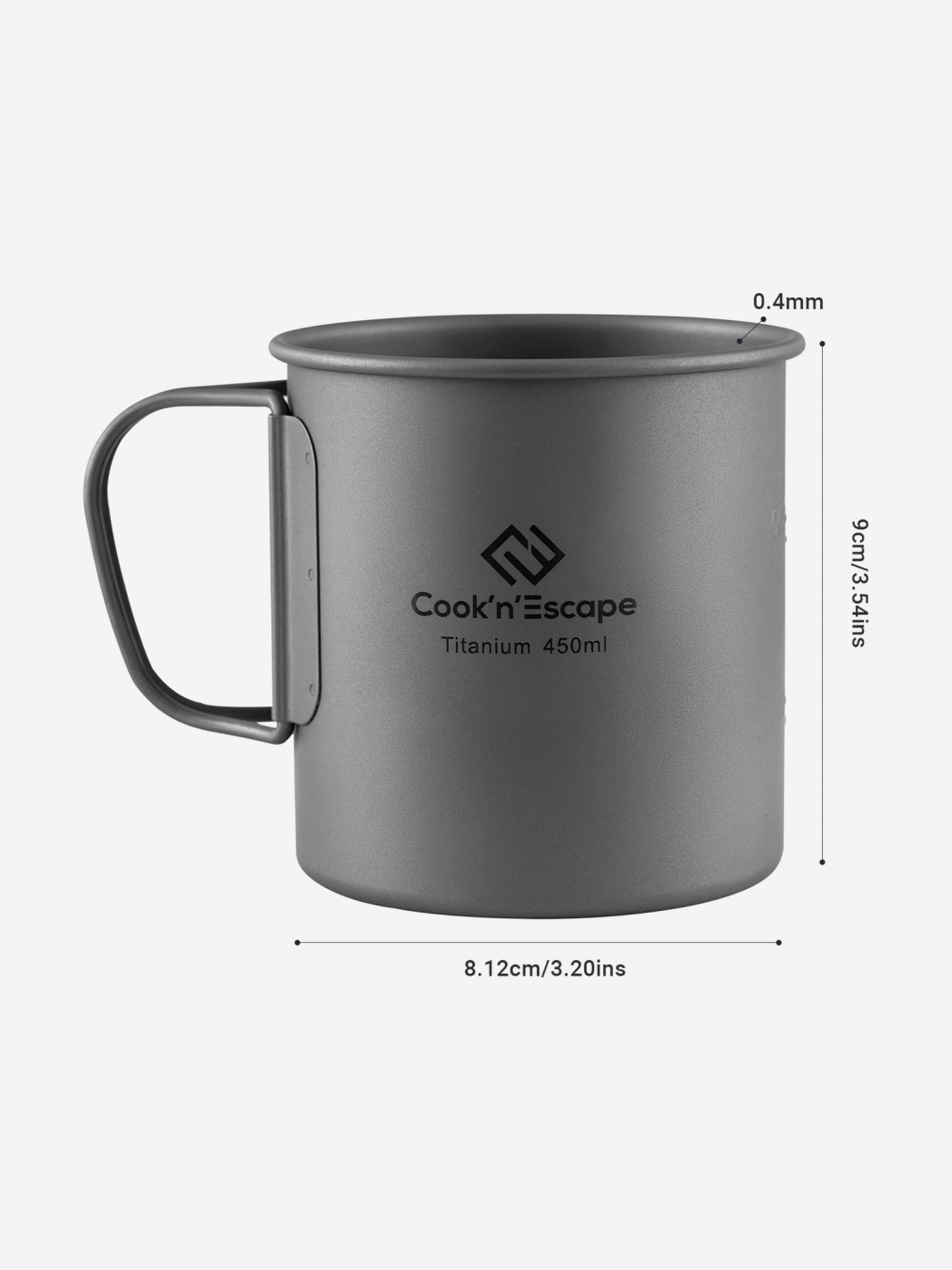 

Кружка с крышкой KingCamp CA2009 450ml titanium cup, Серебряный