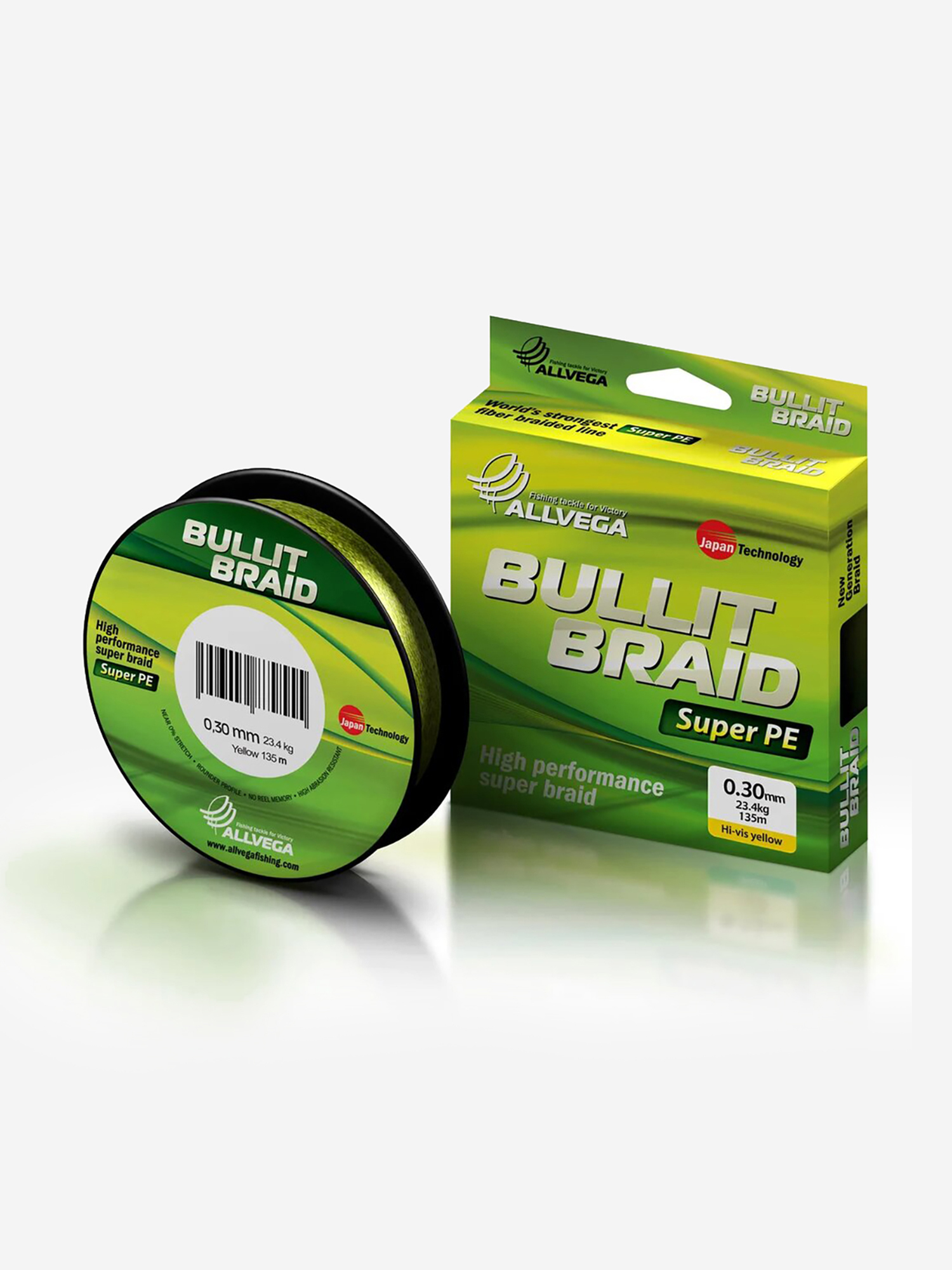 

Шнур плетёный ALLVEGA "Bullit Braid" 135м флуо-жёлтый 0.30мм (23.4кг), Желтый