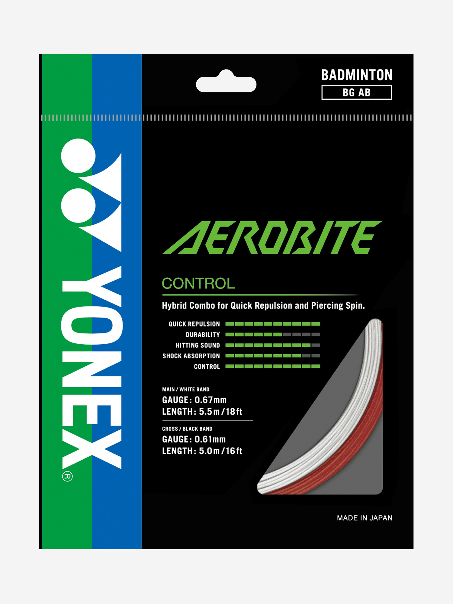 

Струна для бадминтона Yonex Aerobite (10,5м.) (Red/White), Красный