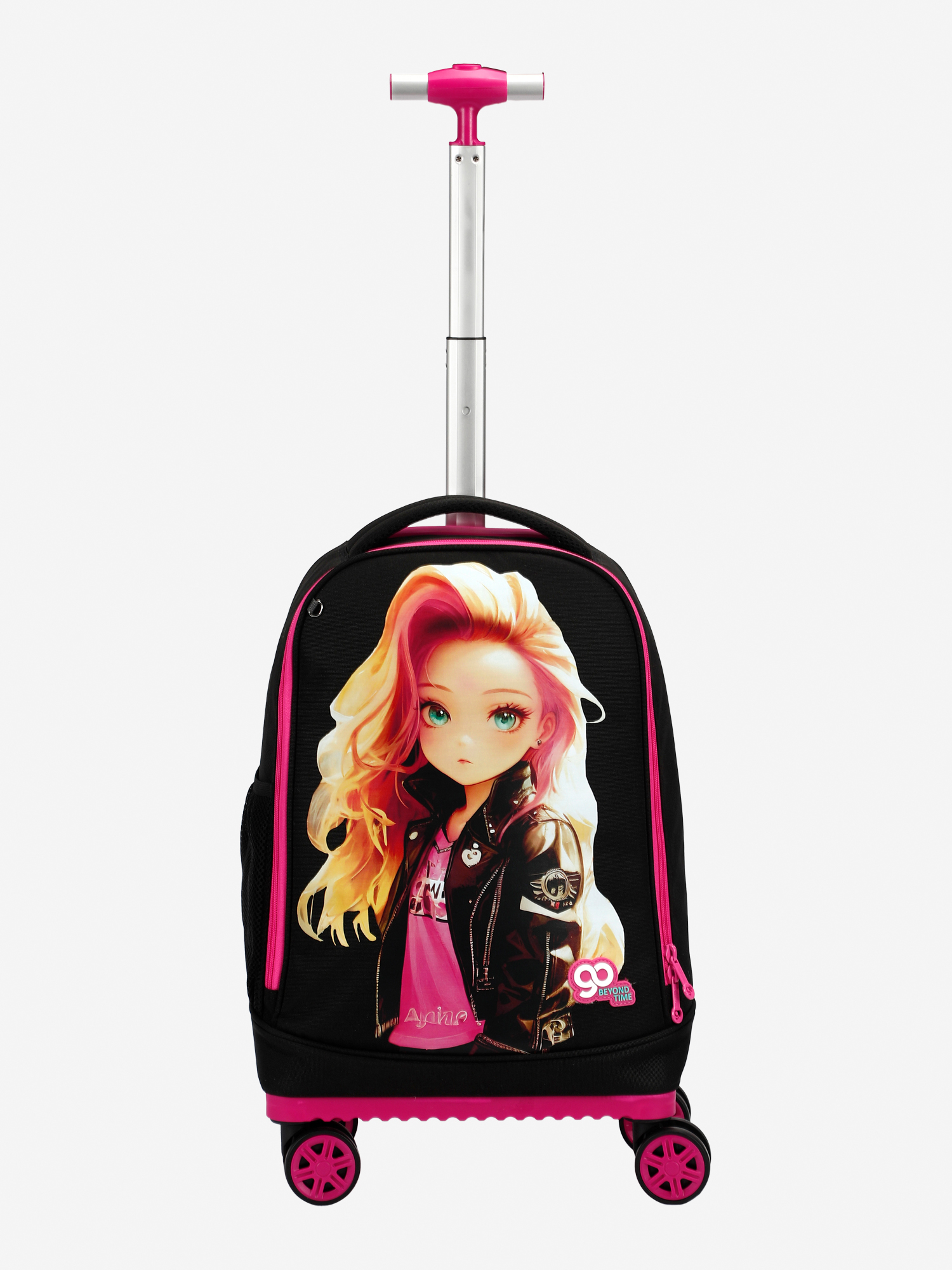 Изображение товара Детский чемодан BEYOND TIME D07 в стиле девочки в кожаной куртке черный