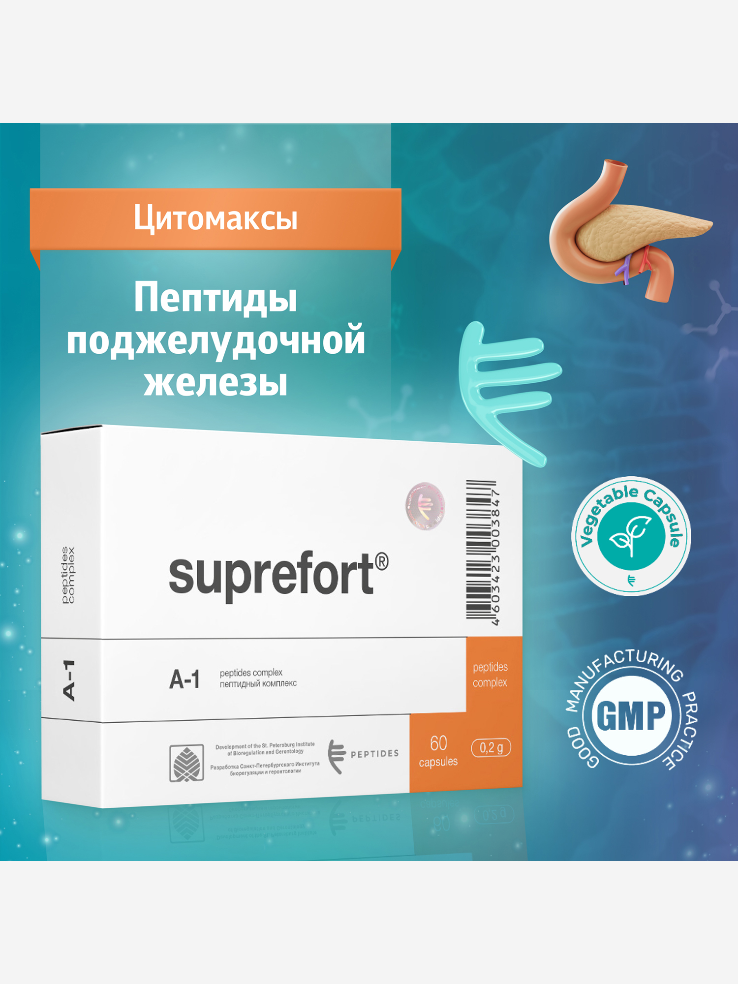 Изображение товара Супрефорт 60 капсул - Натуральные пептиды поджелудочной железы