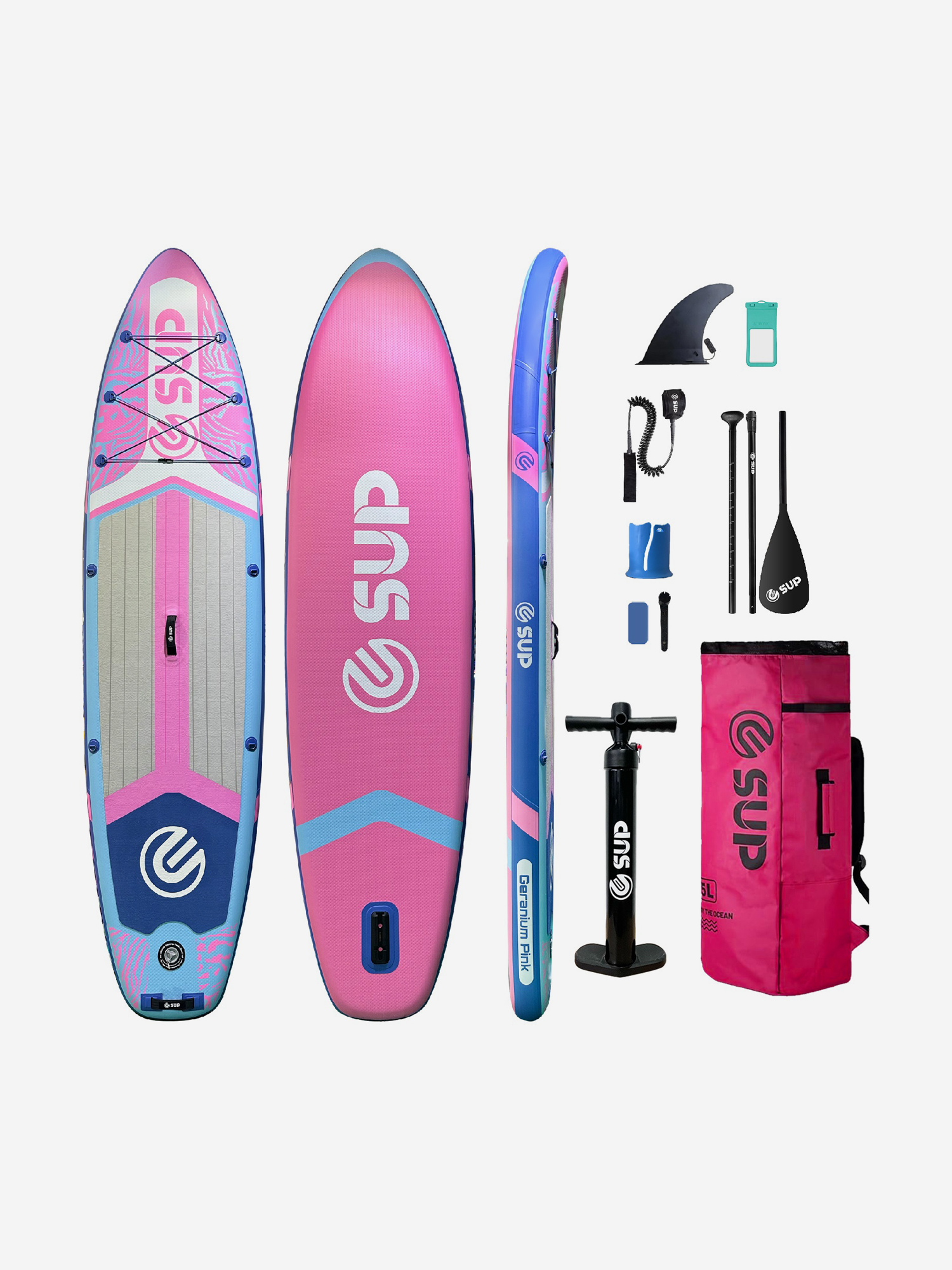 

Надувной SUP-борд E-SUP GERANIUM PINK, 11' 335х84х15 см, сапборд, Розовый