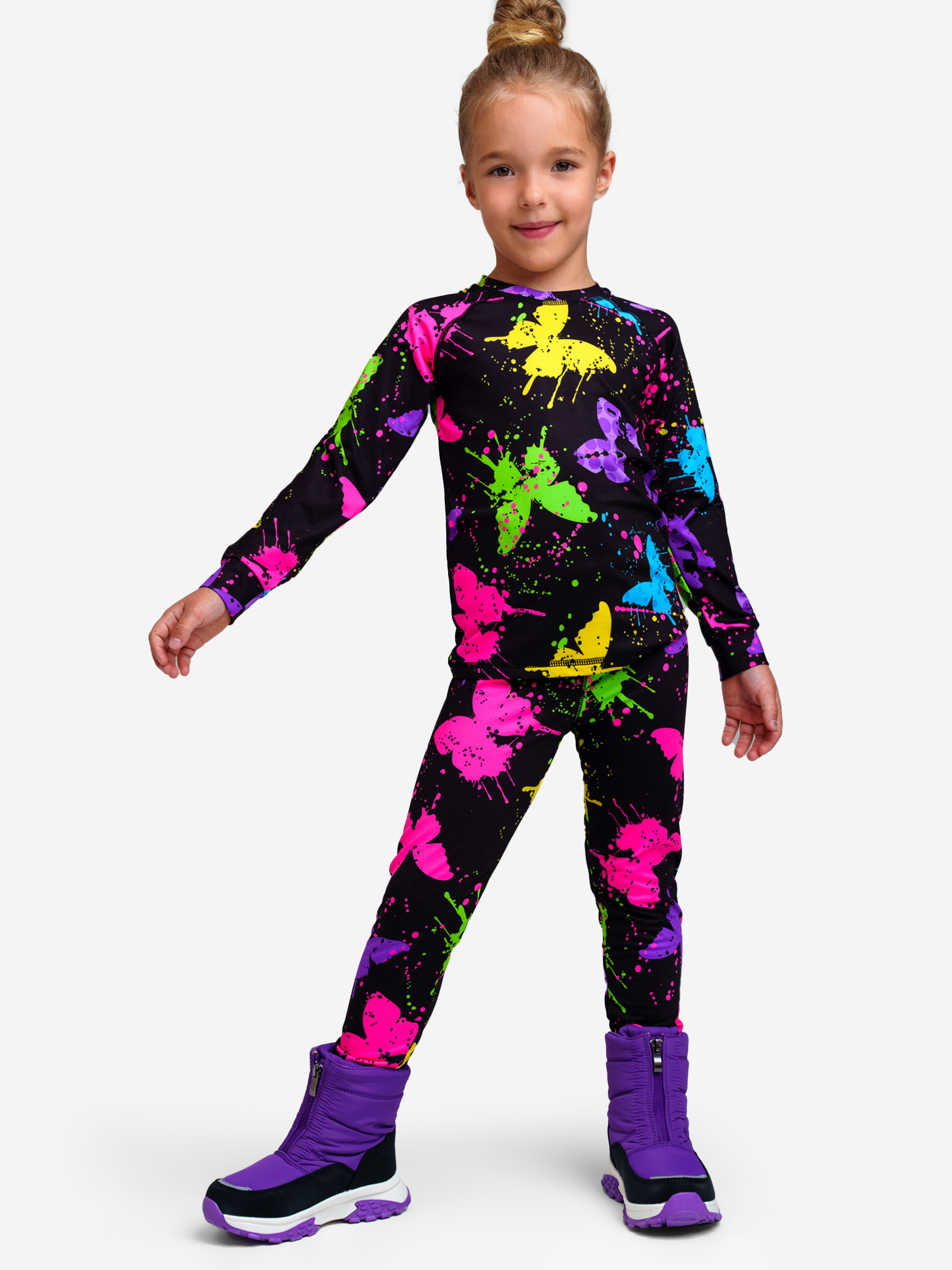 

Термокомплект для девочек: брюки, толстовка PlayToday, Черный