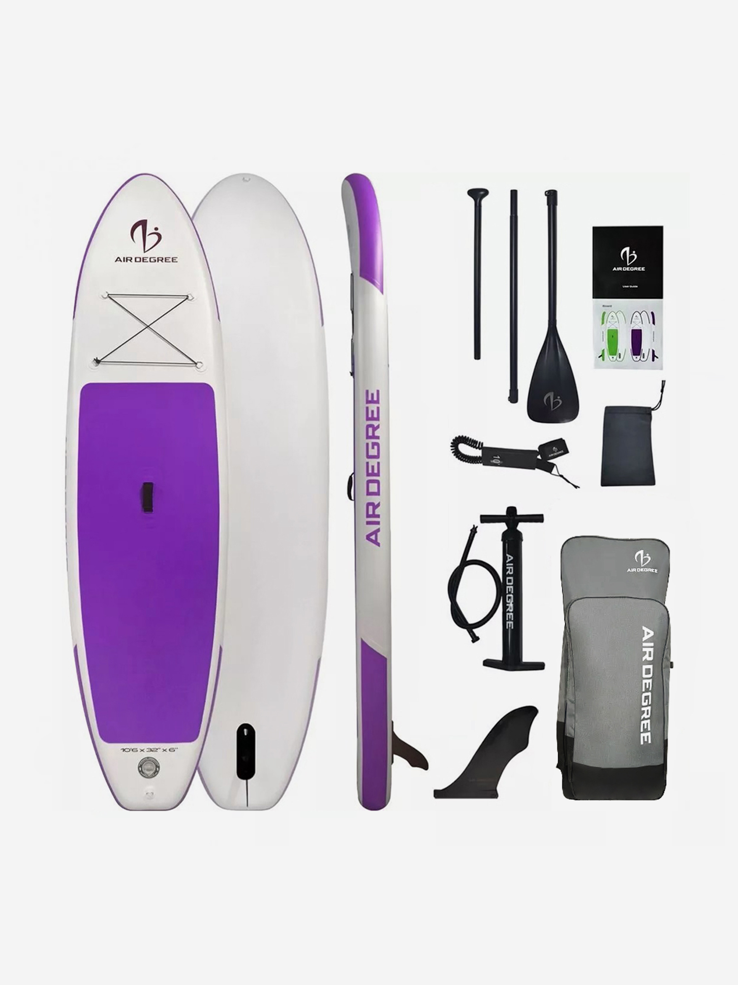 

Прогулочный надувной сапборд Air Degree 10'6"х32"х6" purple, Фиолетовый
