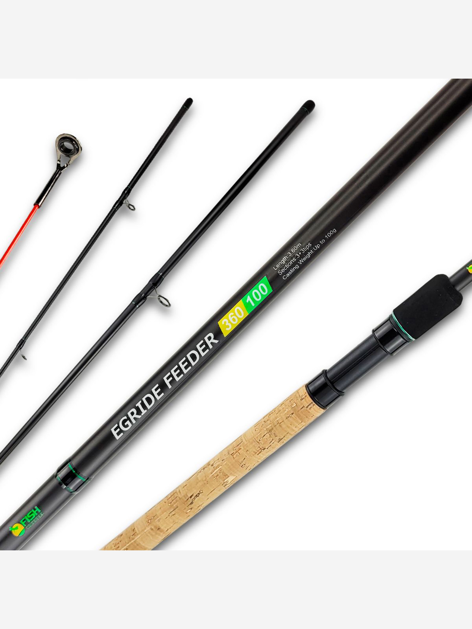 Изображение товара Фидер Fish Crystal EGRIDE FEEDER EGR-363H (3.60м до 100гр), 3+3 tips, Черный