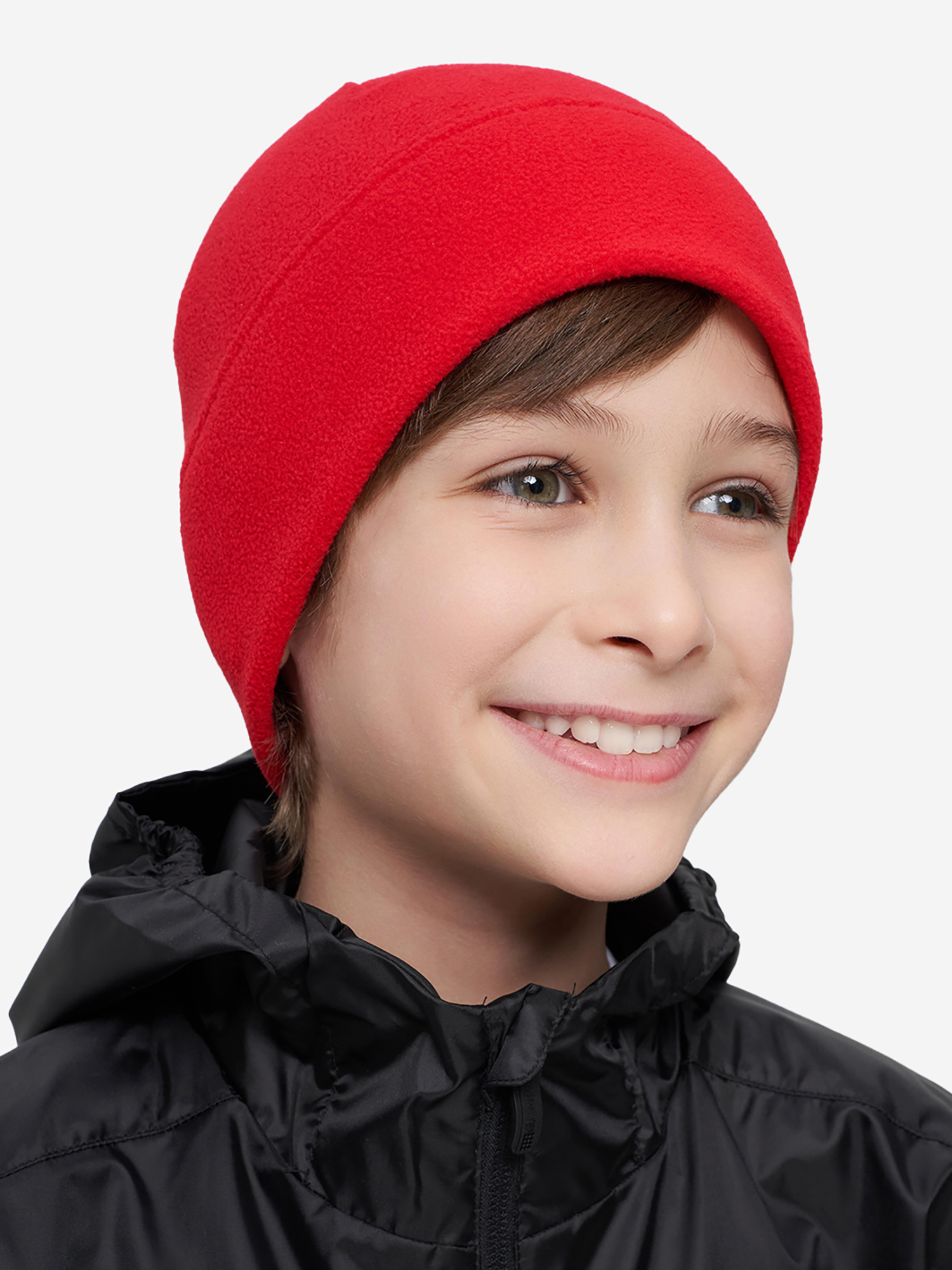 Изображение товара Спортивная флисовая шапка для детей красного цвета