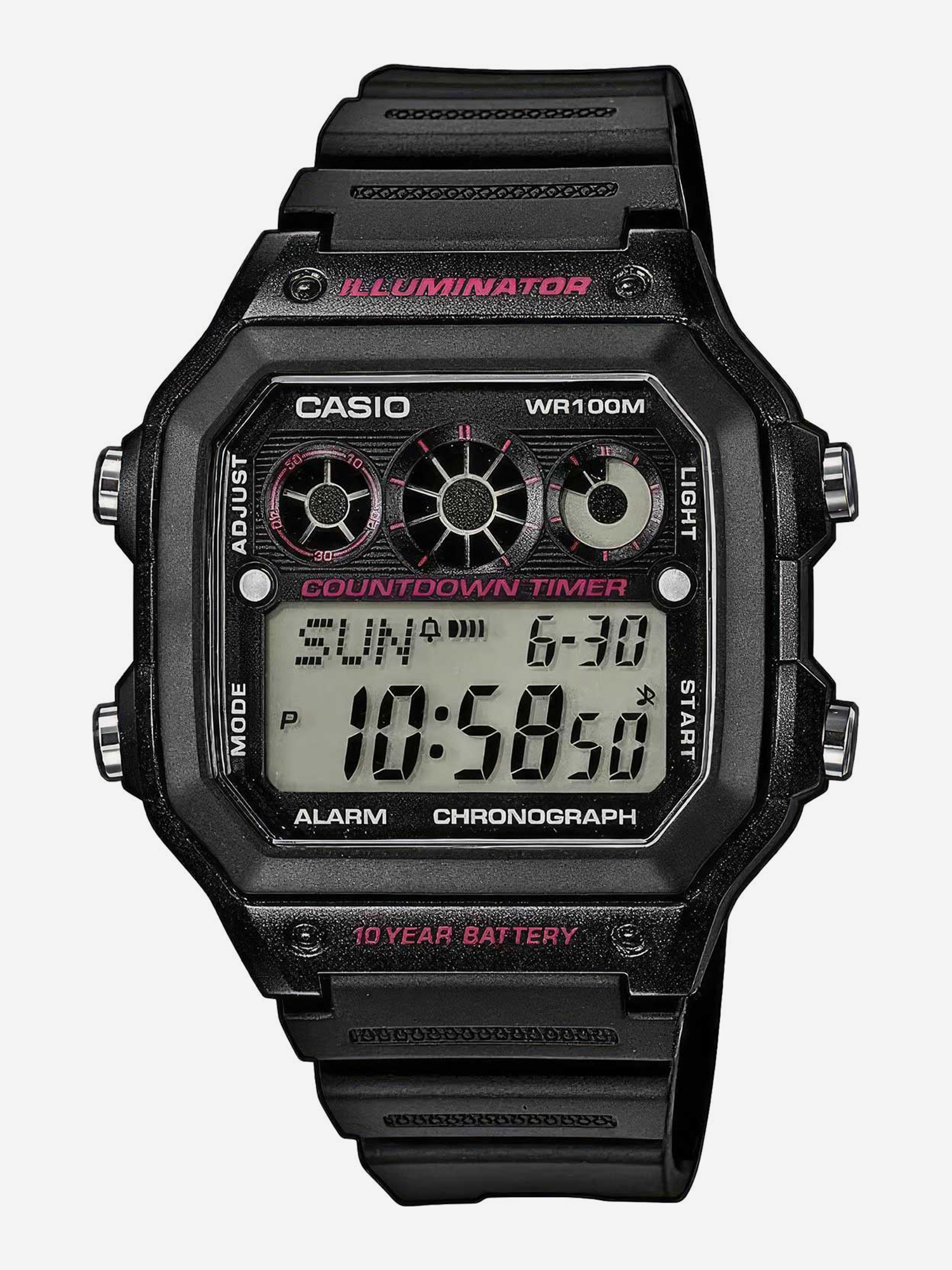 Изображение товара Спортивные часы CASIO AE-1300WH-1A2, Черный/серебристый/синий
