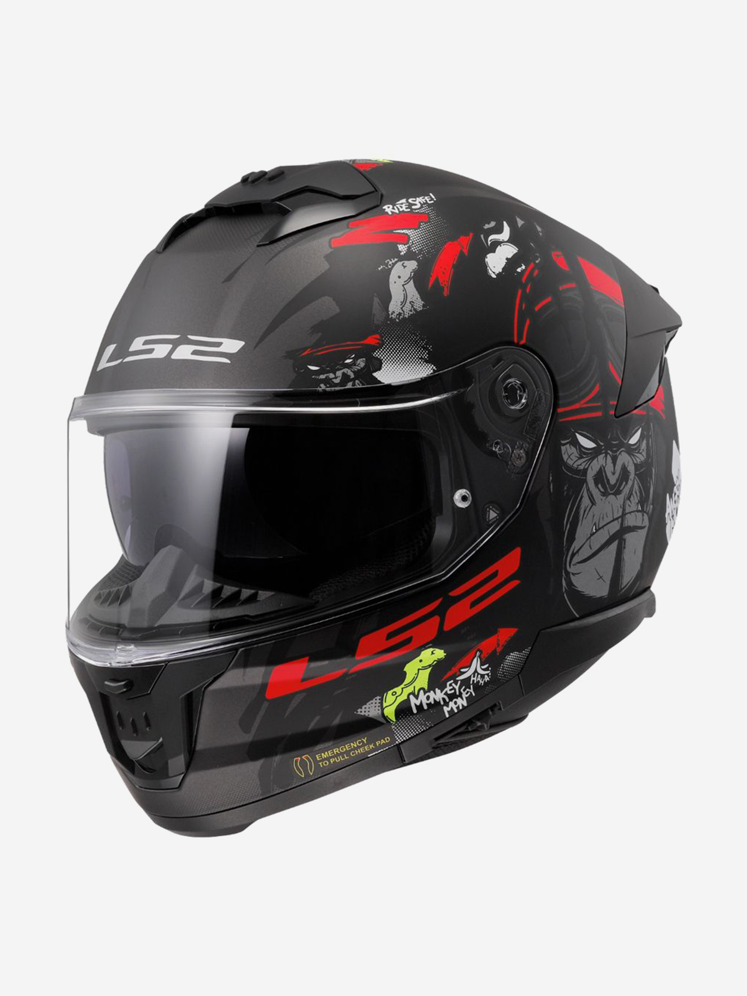 

Мотошлем LS2 FF808 STREAM II Angry Monkey (матовый черно-красный, MATT BLACK RED), Черный