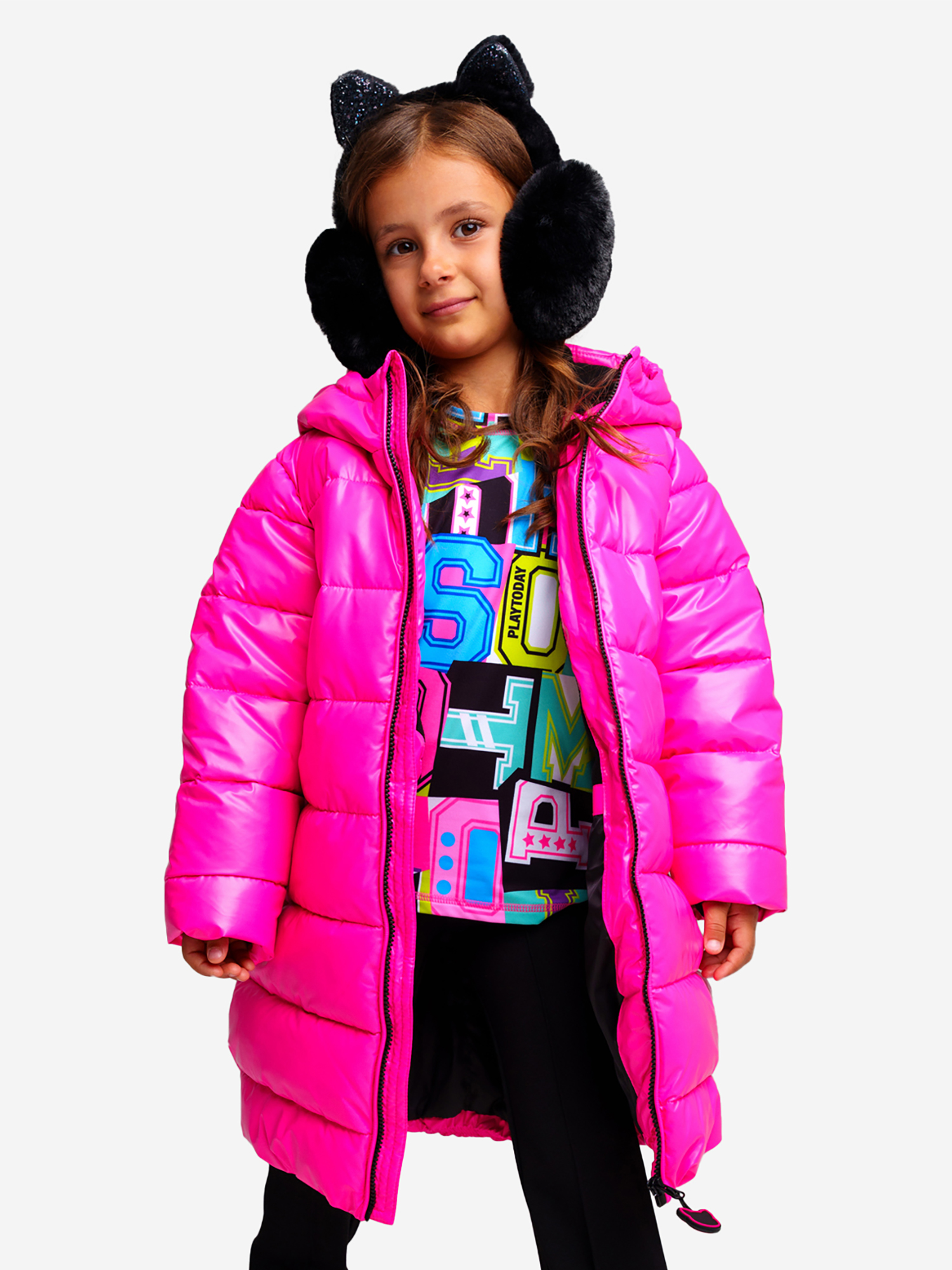 Изображение товара Зимнее пальто для девочек PlayToday с синтетическим утеплителем и флисовой подкладкой