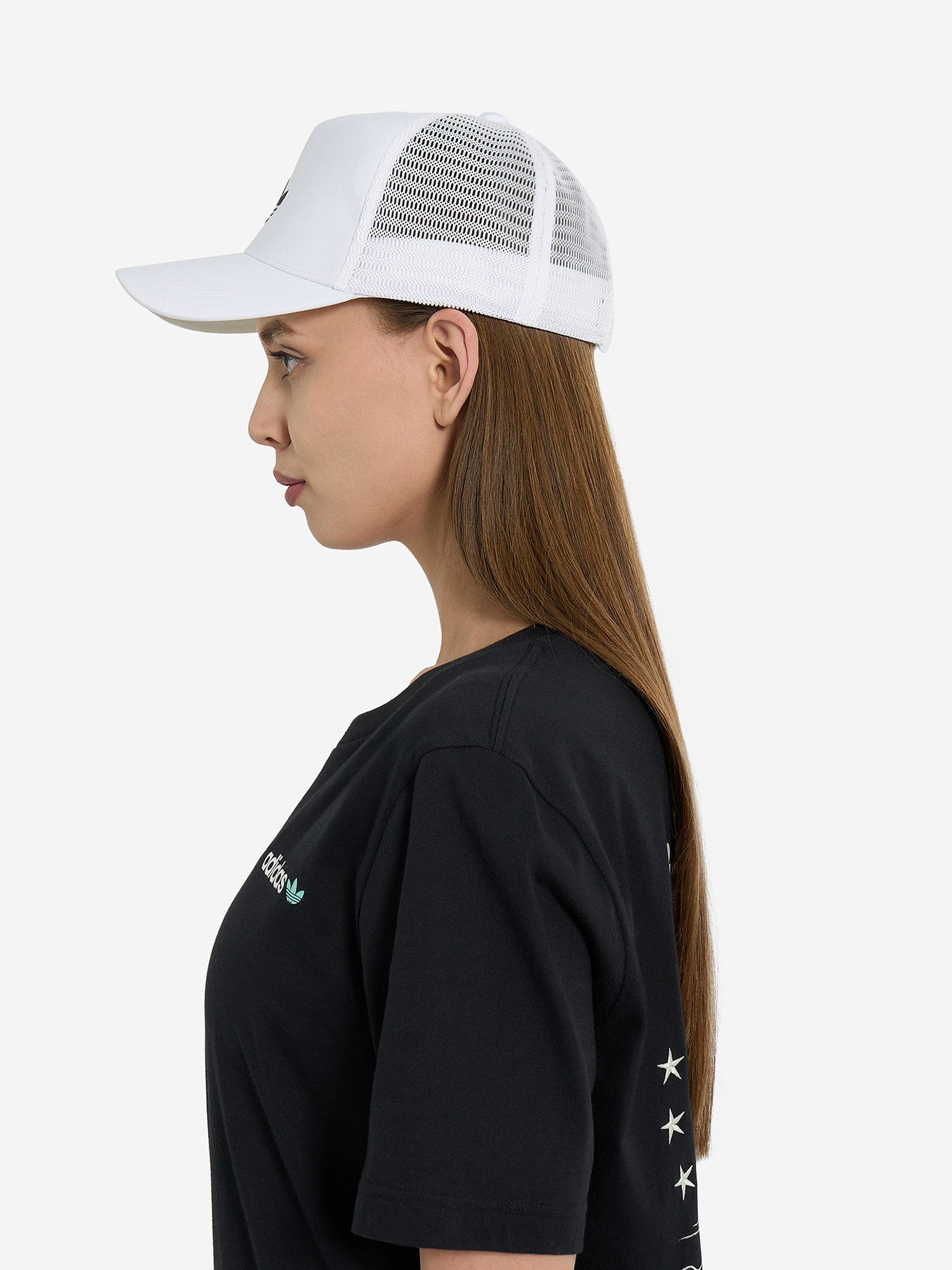 фото Бейсболка adidas curved trucker, белый