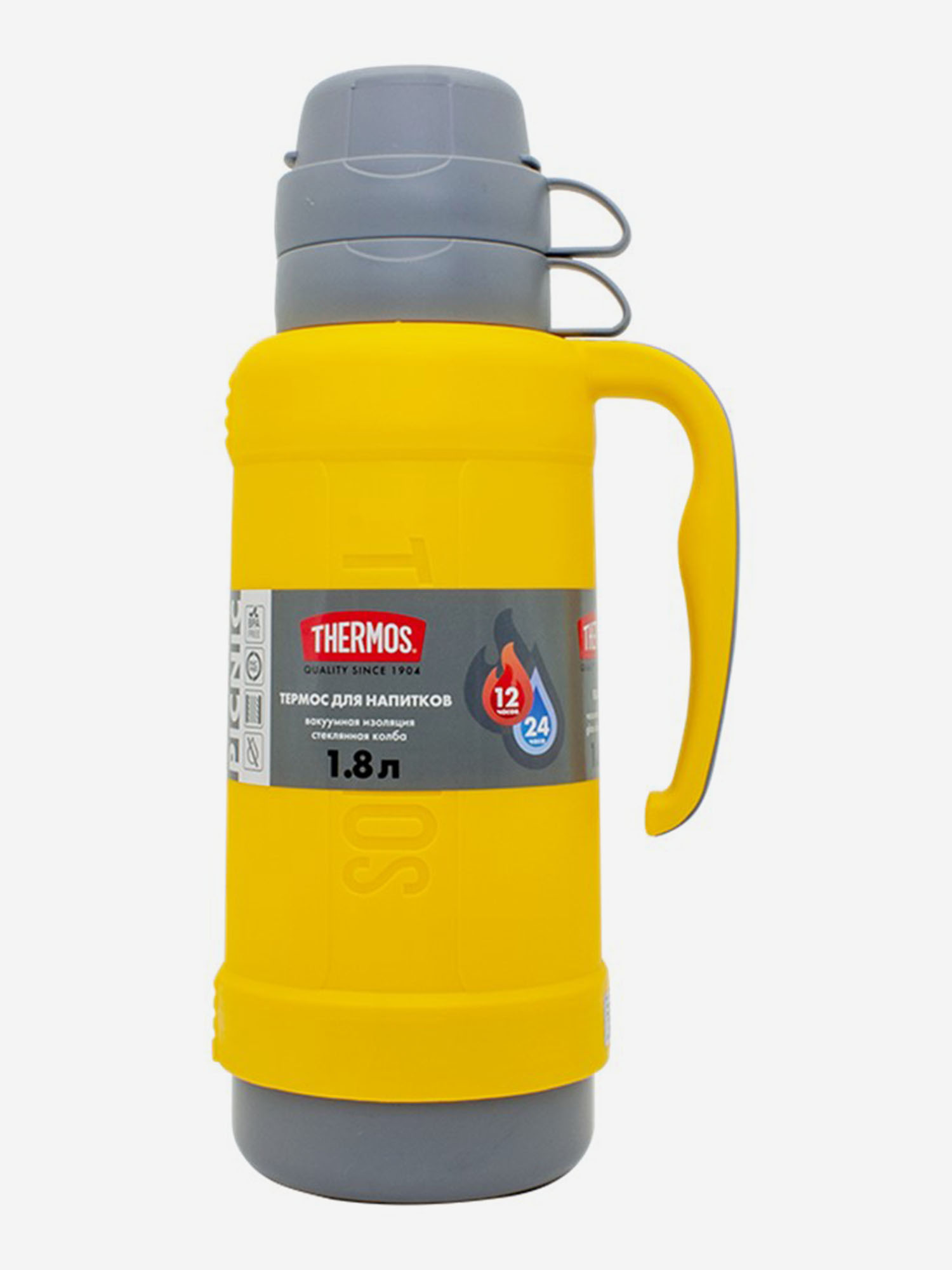 Термос со стекл. колбой тм THERMOS 40-180 1.8L, Желтый термос со стекл колбой тм thermos 40 50 0 5l желтый