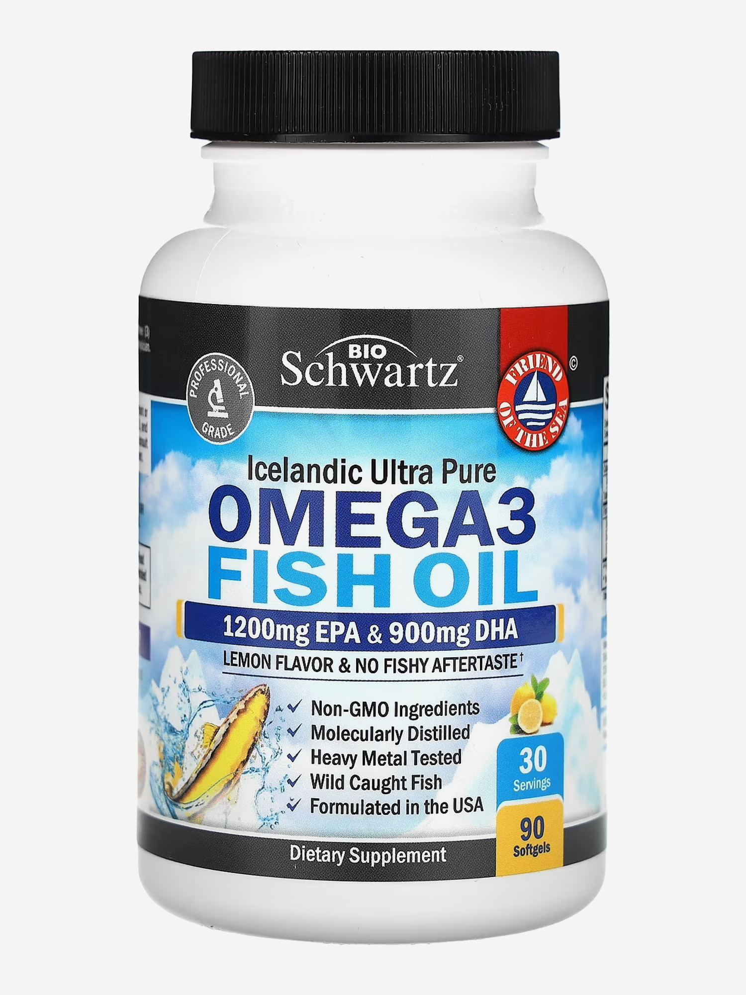 Изображение товара BioSchwartz Омега-3 1200 мг EPA 900 мг DHA 90 капсул для здоровья сердца мозга