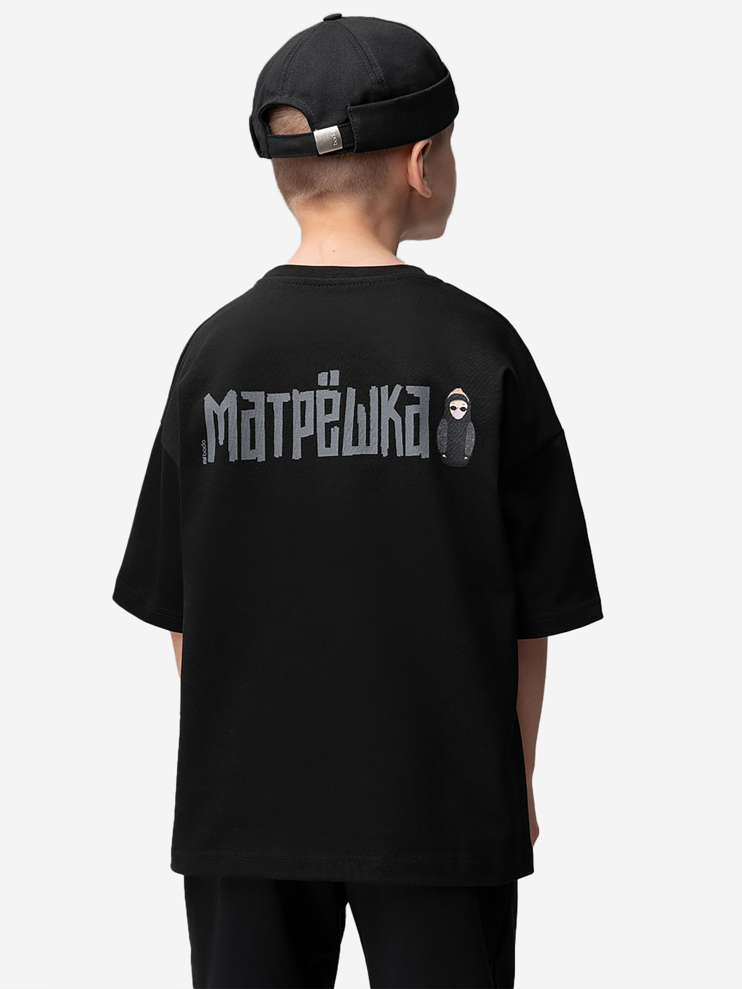 Изображение товара Футболка для мальчиков bodo черная серая с рисунком натуральный материал Россия