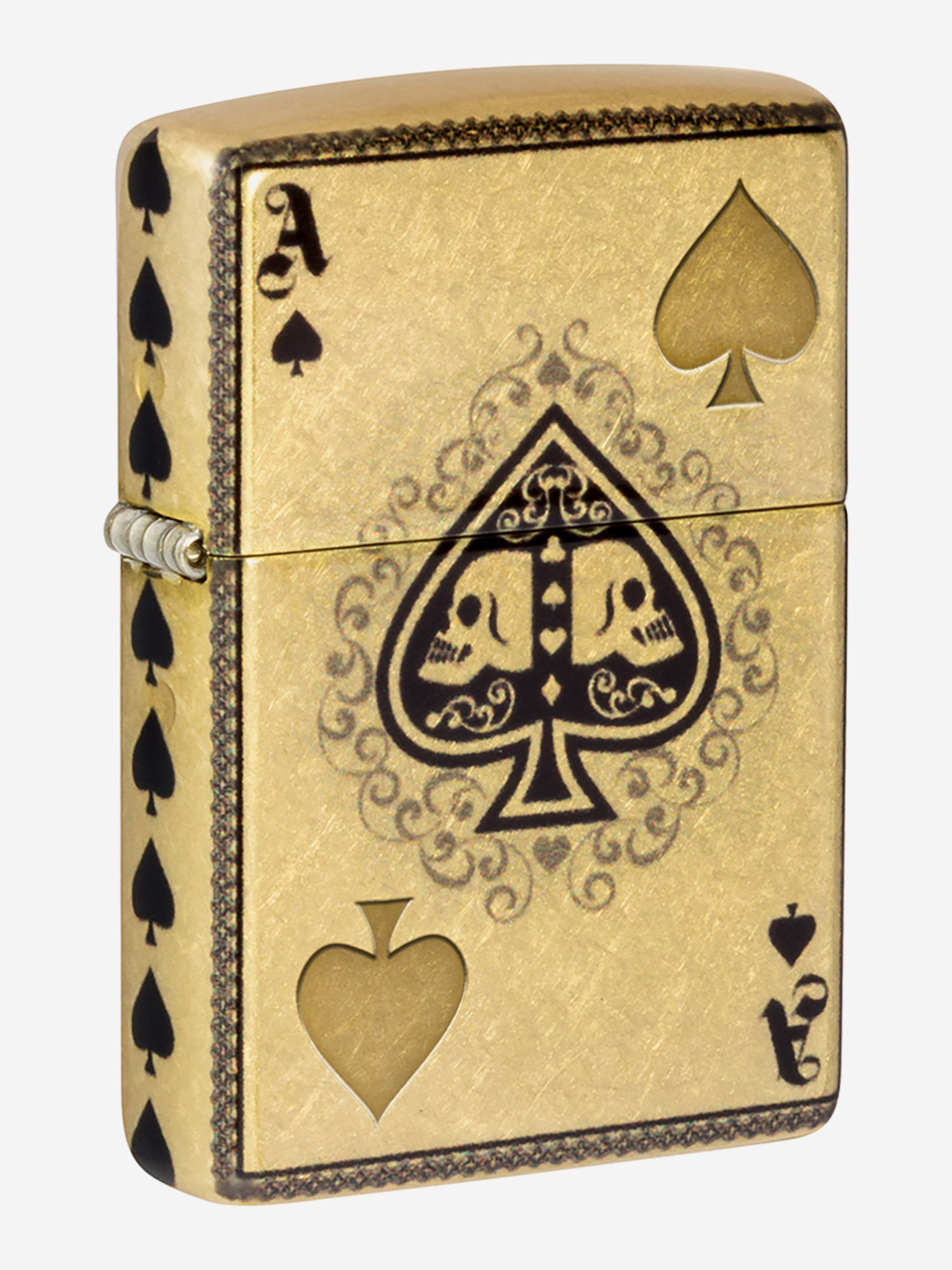 Изображение товара Зажигалка бензиновая ветроустойчивая Zippo Ace of Skulls Design 540 Tumbled Brass