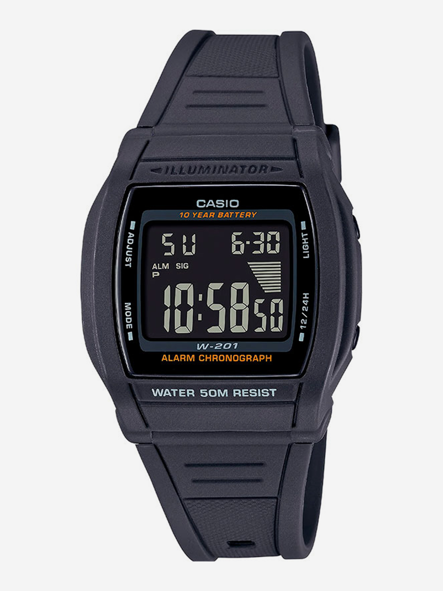 

Наручные часы Casio W-201-1B, Черный