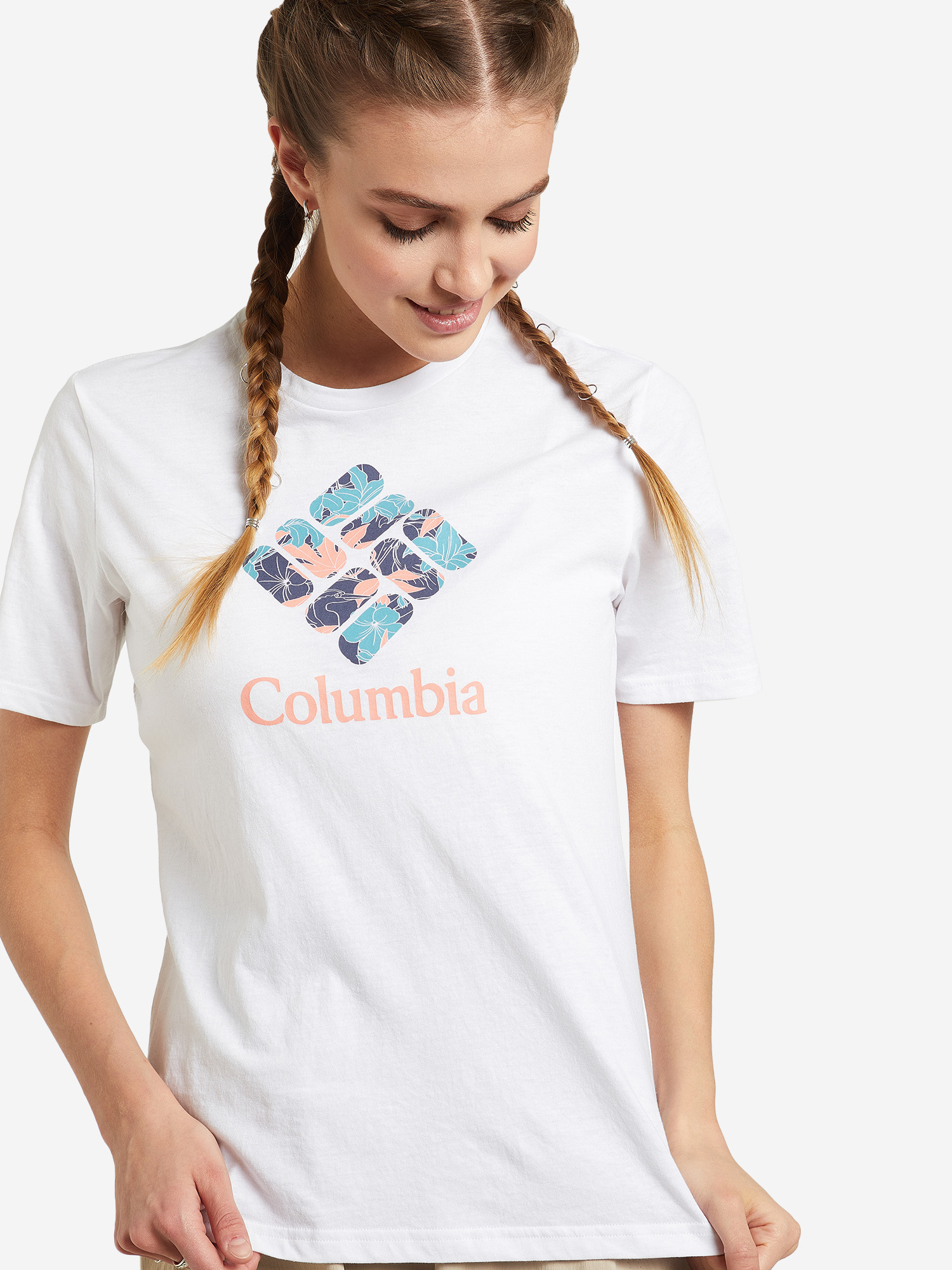 Футболка женская Columbia Timber Point Graphic Tee, Белый футболка женская columbia trek ss tee белый