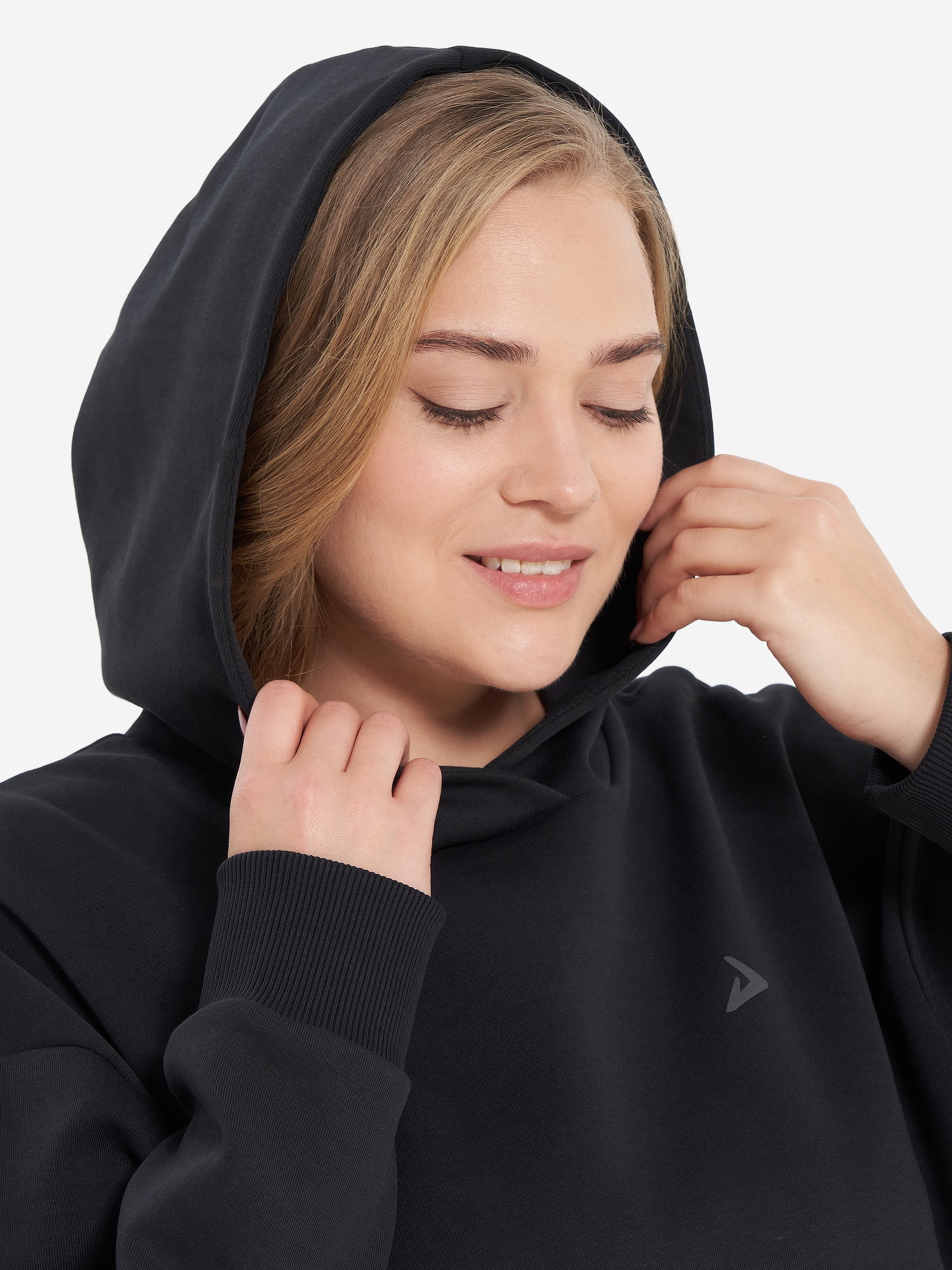 фото Худи женское demix, plus size, черный