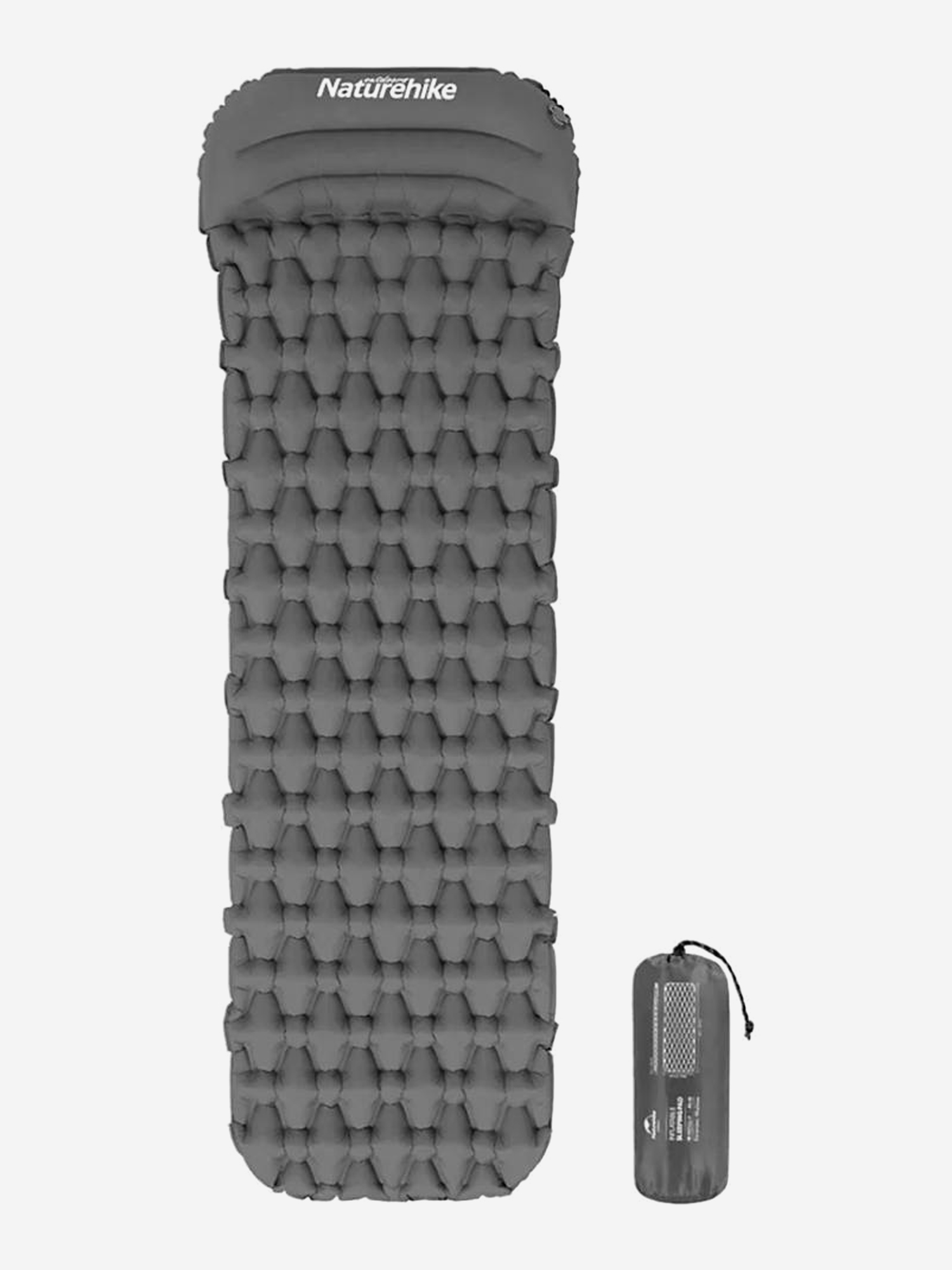

Коврик надувной с подушкой Naturehike FC-12 NH19Z012-P серый, Серый