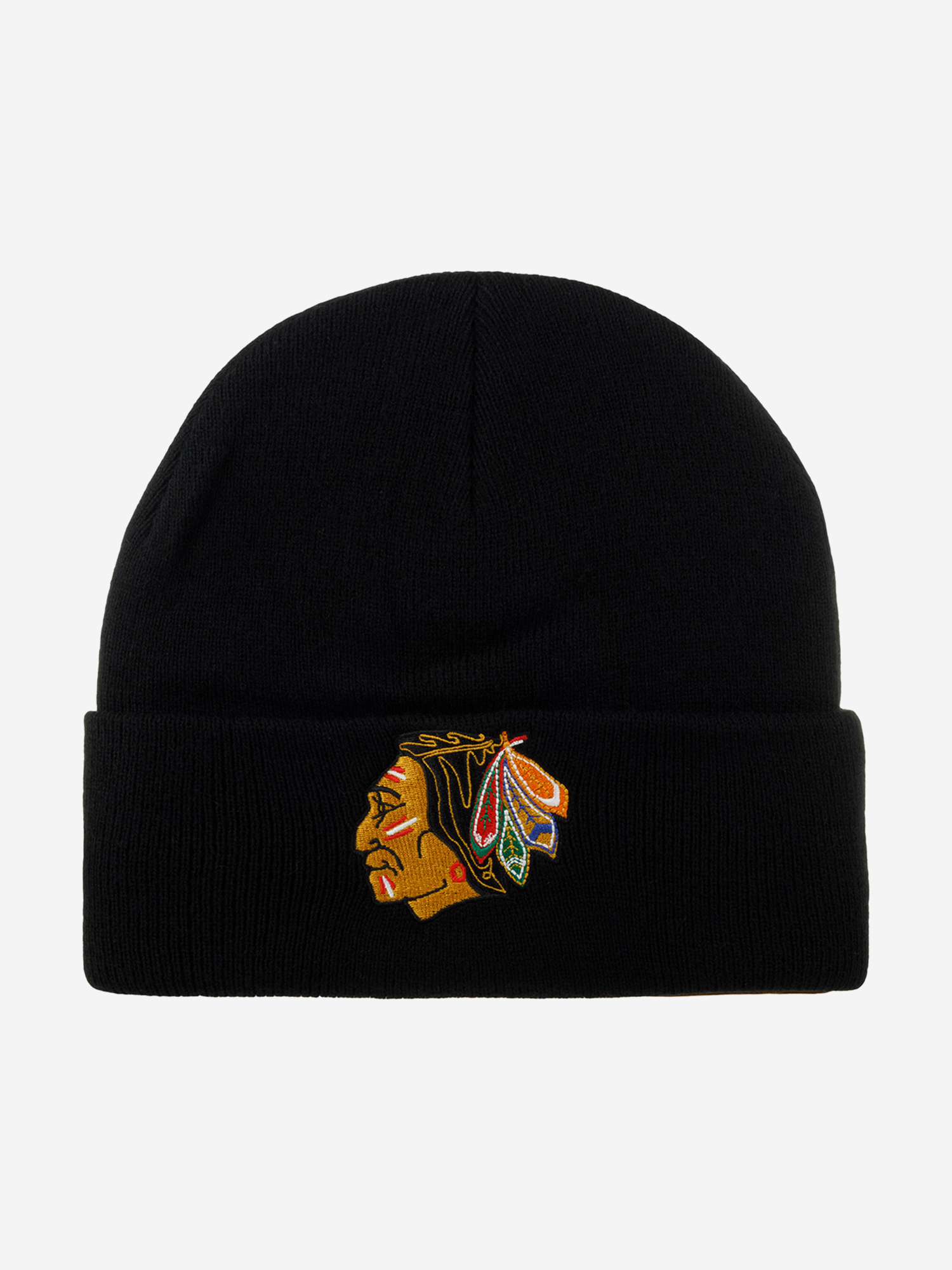 Изображение товара Шапка с отворотом MITCHELL NESS EU175-TEAMTALK-BLK Chicago Blackhawks NHL универсальная вязаная шап