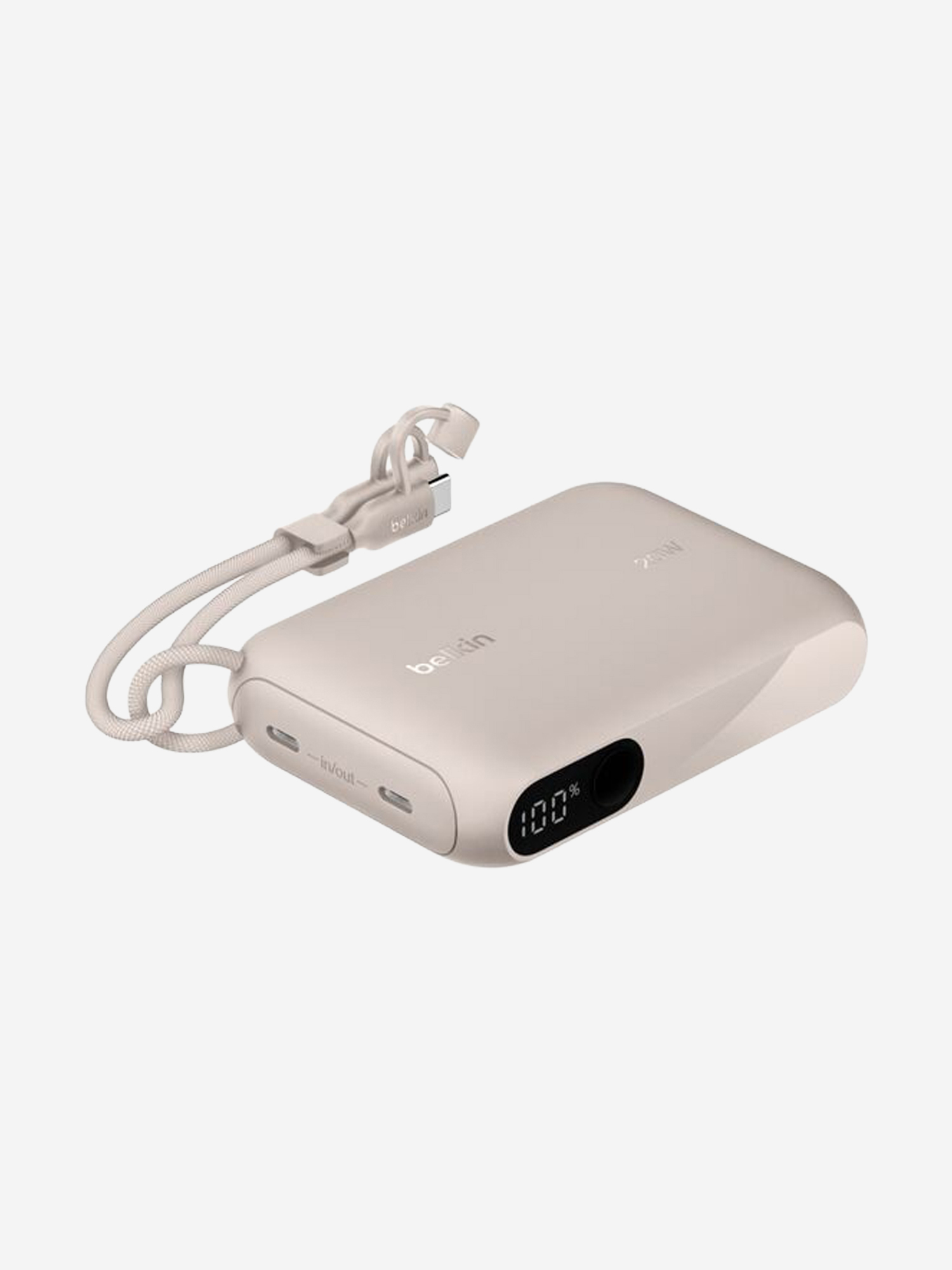 Изображение товара Внешний аккумулятор Belkin BoostСharge Power Bank 10000mAh 20W с цифровым дисплеем, Песочно-бежевый Изображение товара Внешний аккумулятор Belkin BoostСharge Power Bank 10000mAh 20W с цифровым дисплеем, Песочно-бежевый