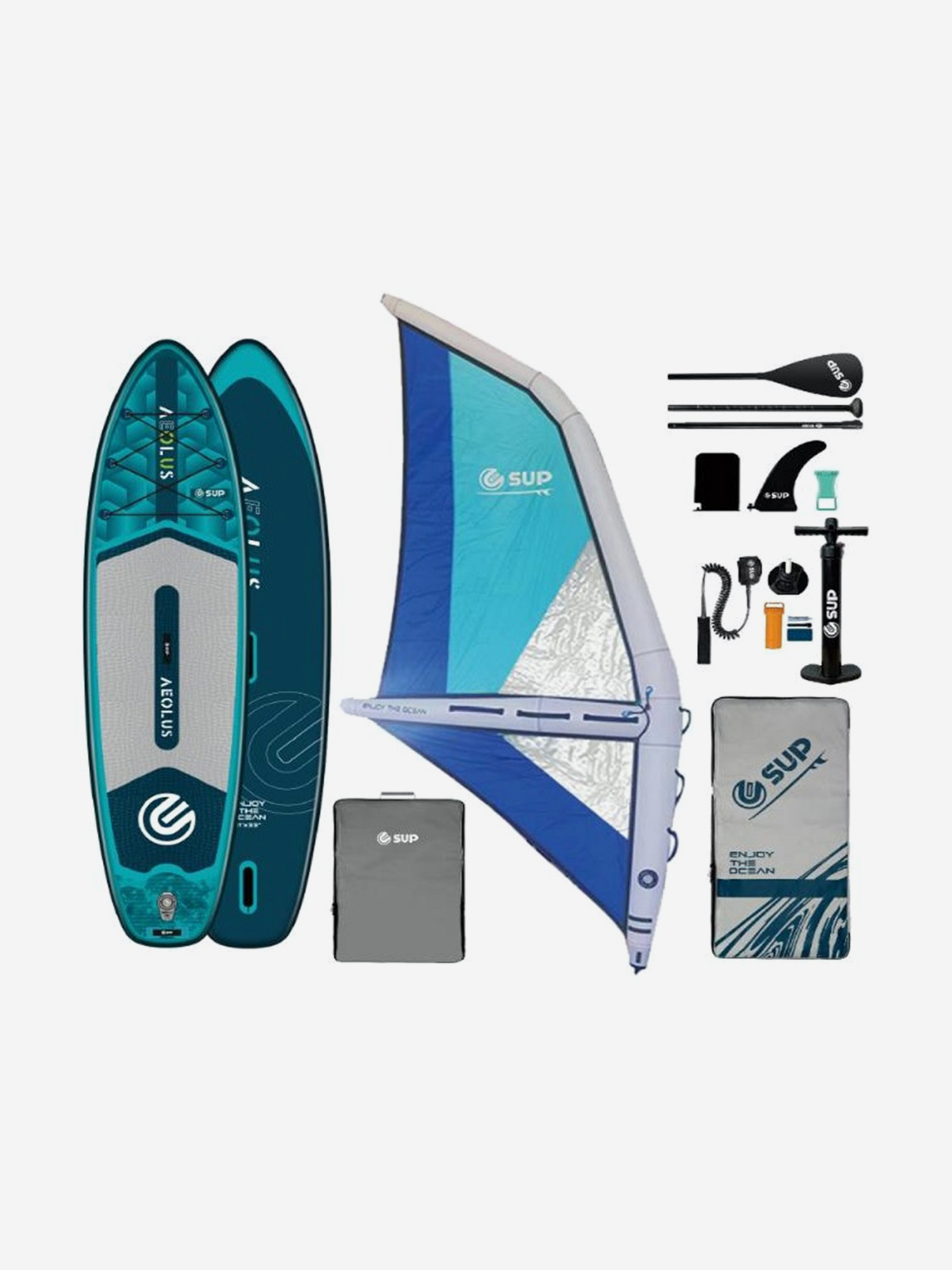 

SUP-доска E-SUP AEOLUS с парусом, 11' 335-84-15 см, Голубой