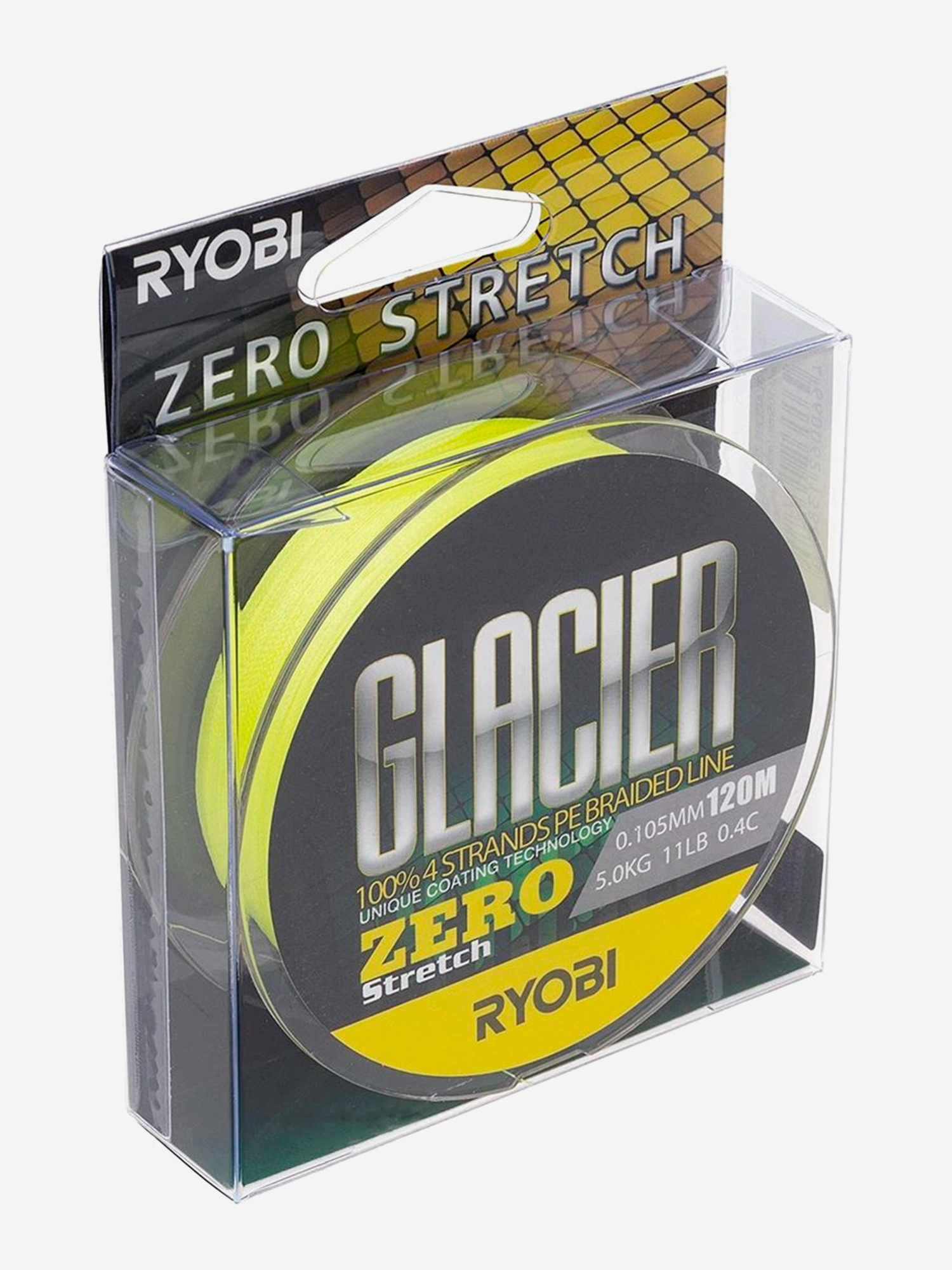 

Шнур плетеный для рыбалки Ryobi GLACLER ZERO 120м, 0,105мм, 5кг, желтый, Желтый