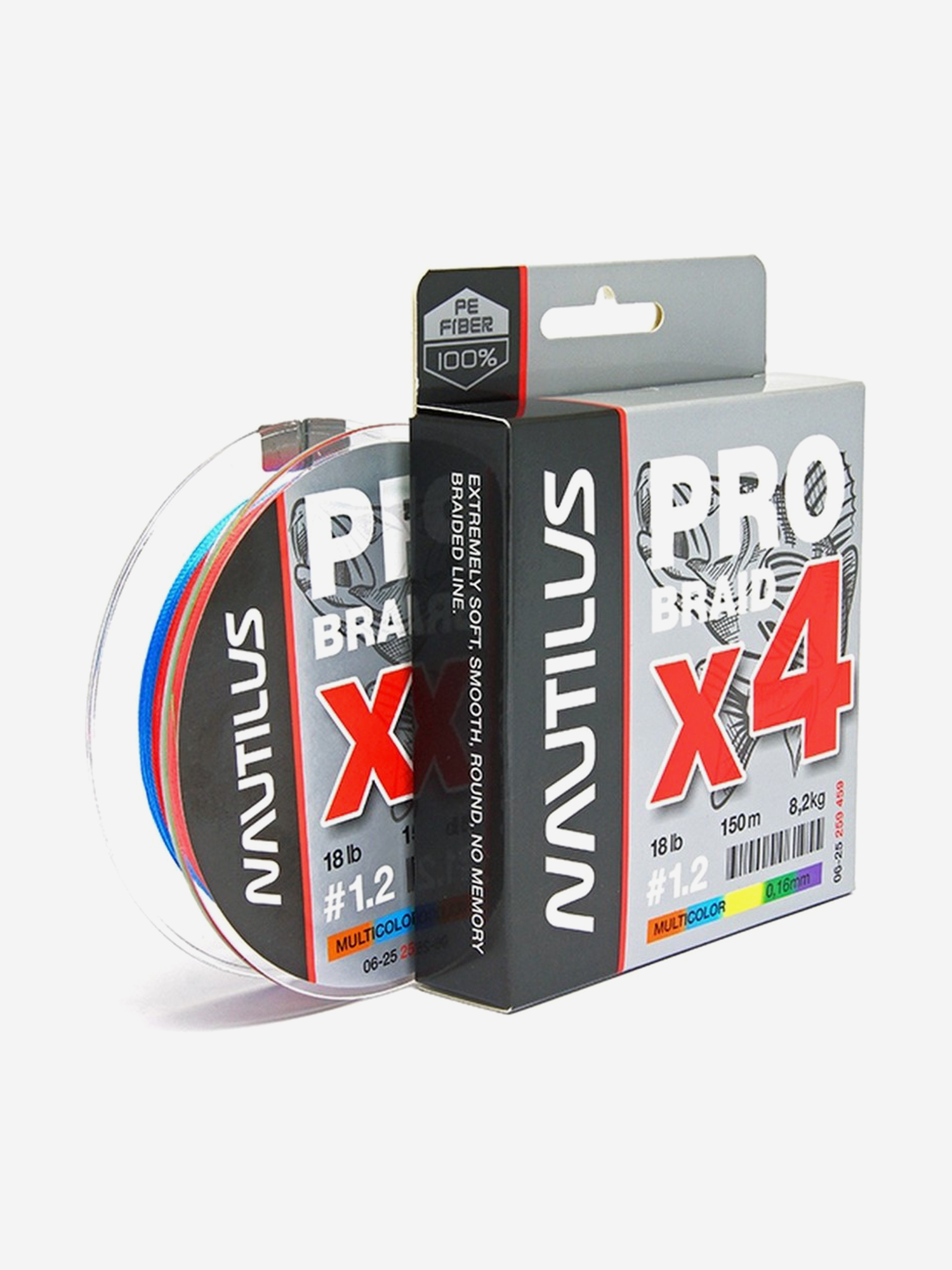 

Шнур Nautilus Pro Braid X4 Multicolor d-0.16 8.2кг 18lb 150м, Мультицвет