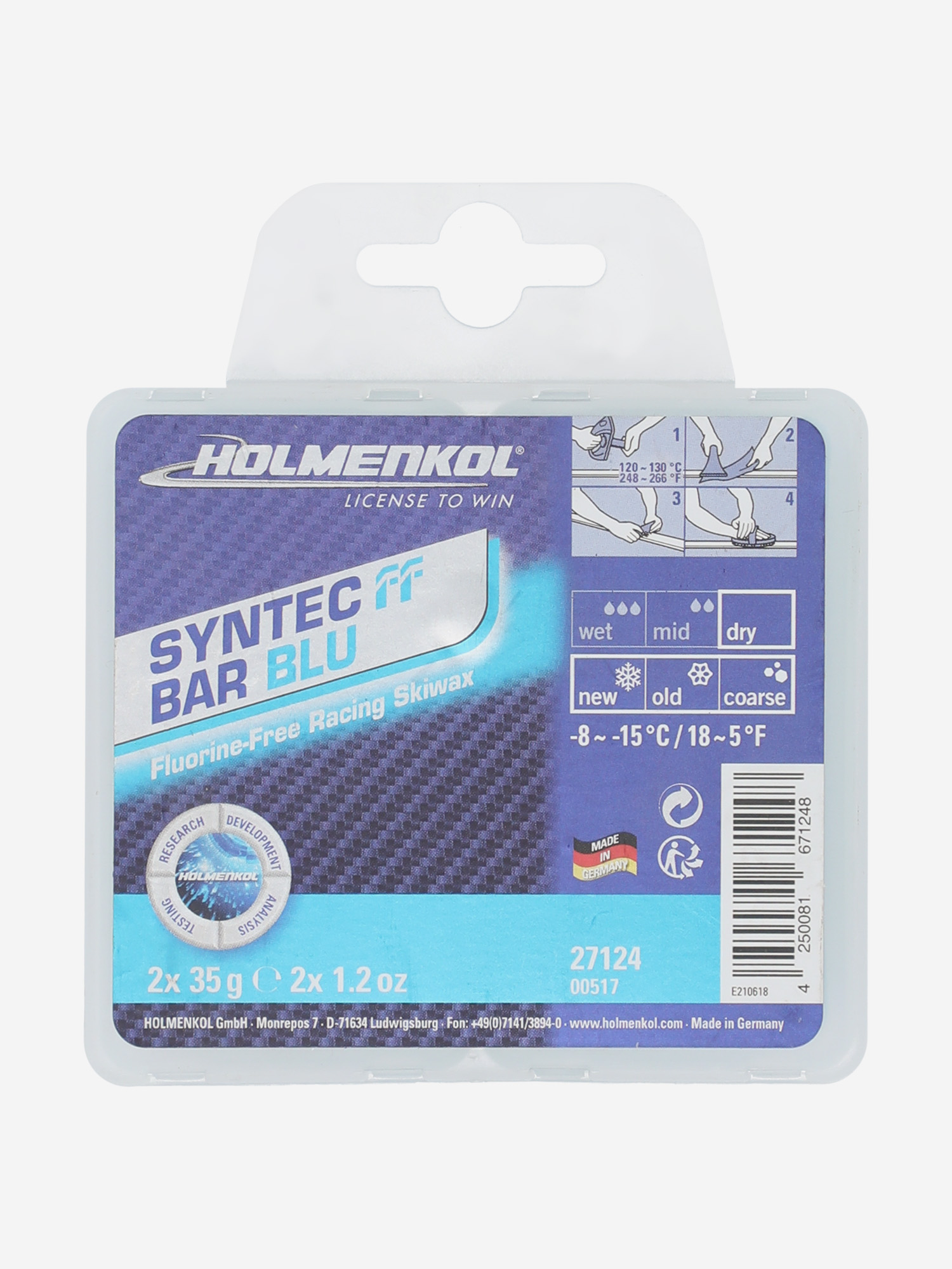 

Мазь скольжения Holmenkol Syntec FF, 70 г, Синий