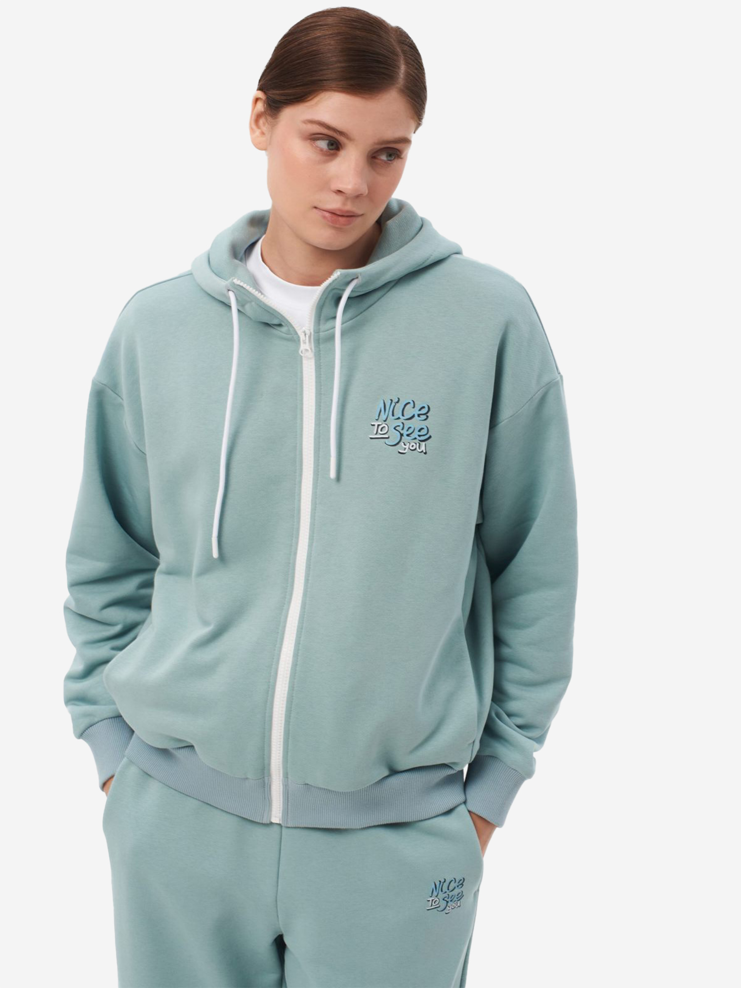

Толстовка женская Nikasport на молнии с капюшоном, Голубой
