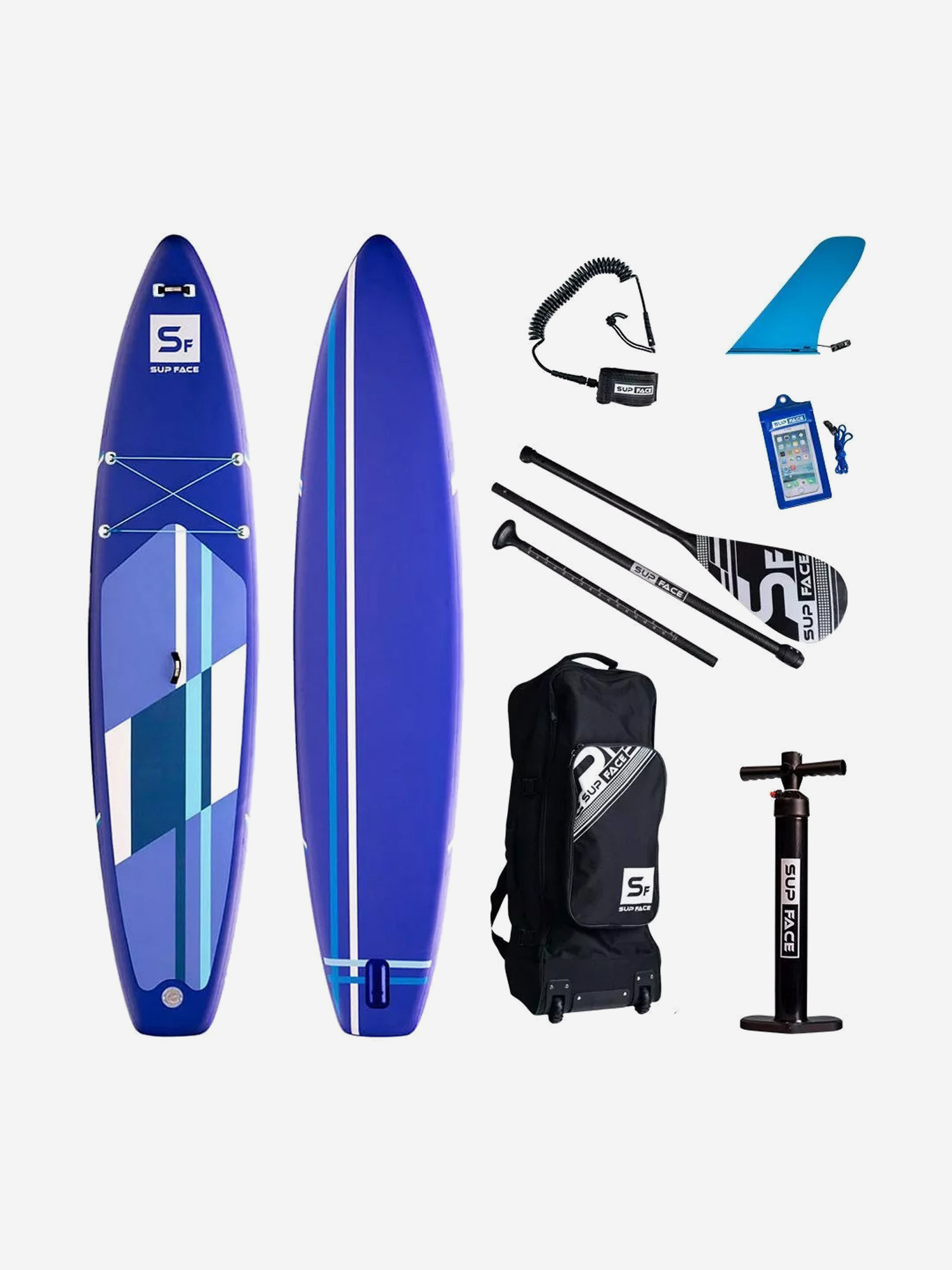 

Доска SUP надувная SUP face Basic PLUS 12'6x32x6, Синий
