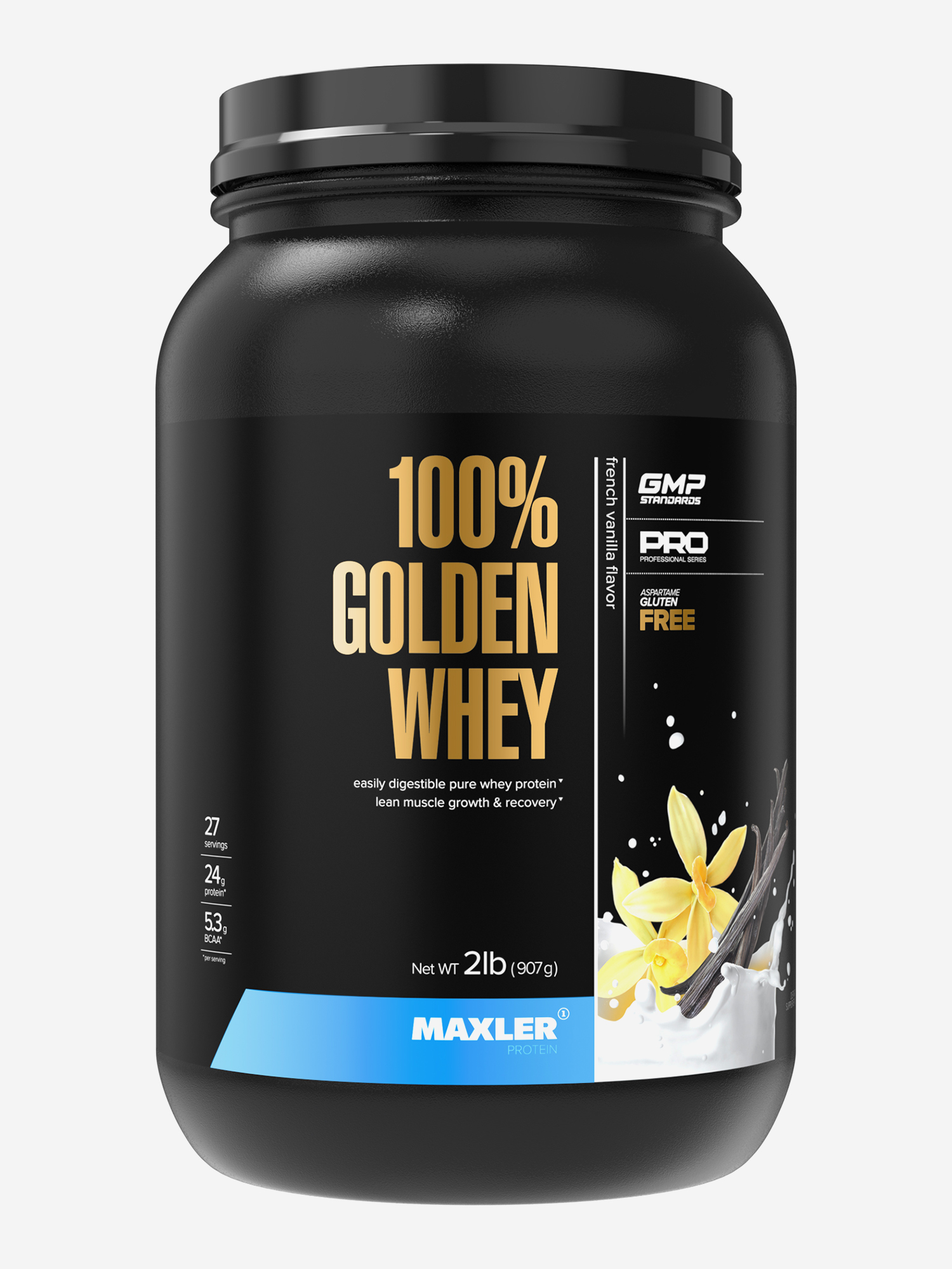 Изображение товара Протеин сывороточный Maxler, порошок, 907 г - Французская ваниль, Черный