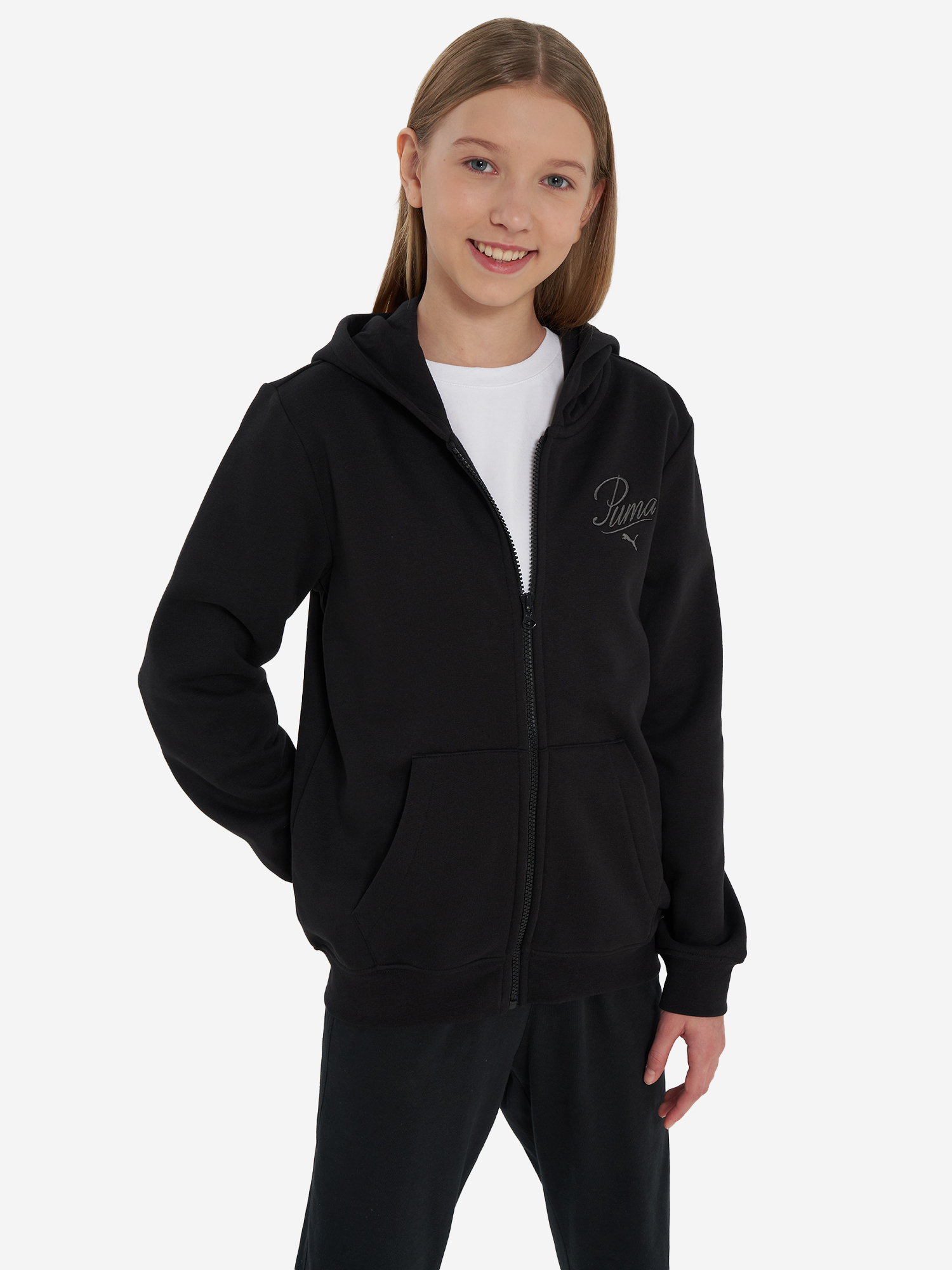 

Толстовка для девочек PUMA Ess Script, Черный