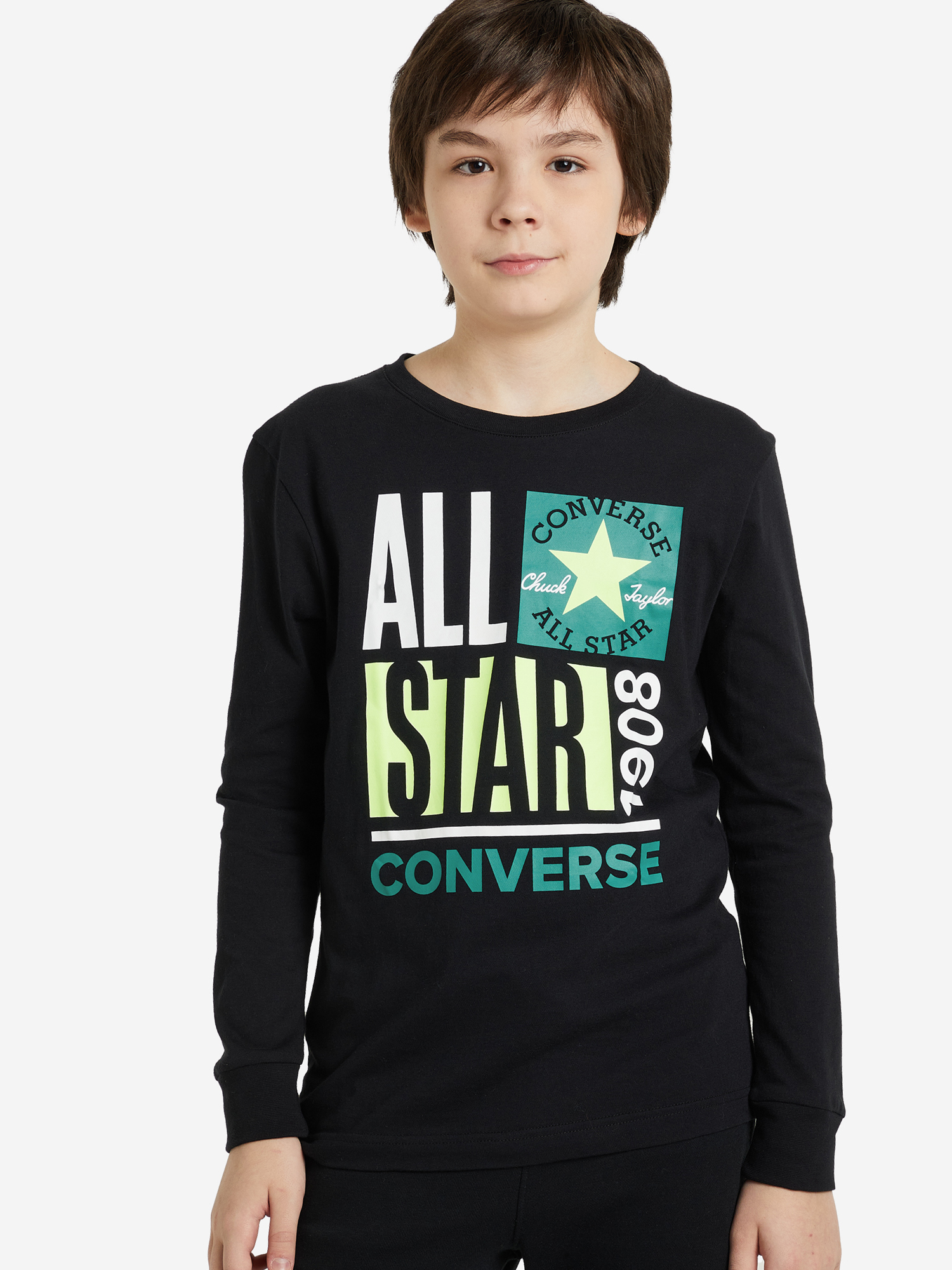 

Лонгслив для мальчиков Converse All Star Stack Up, Черный