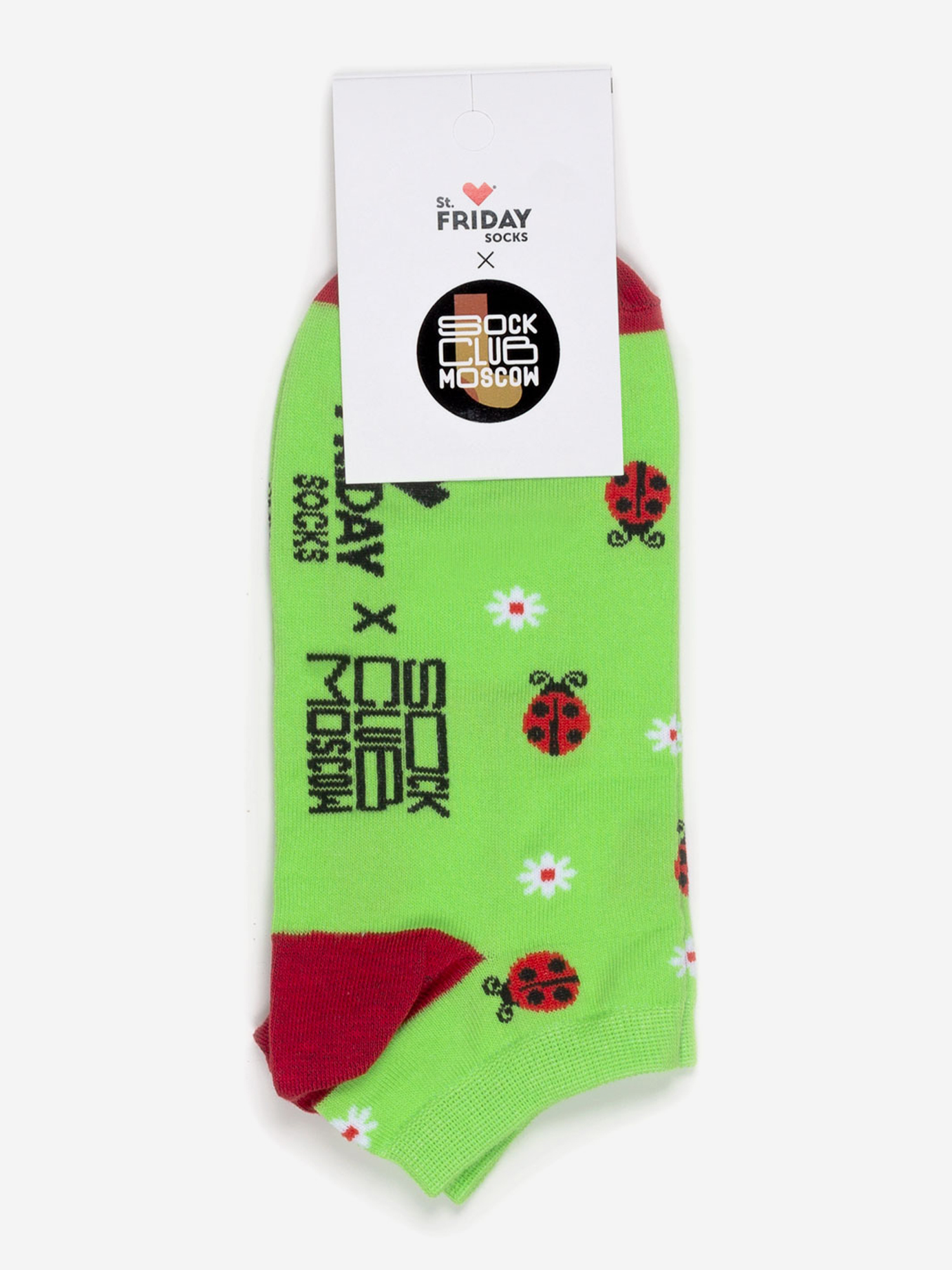

Носки короткие с рисунками St.Friday Socks x Sock Club Moscow, Божьи коровки, Зеленый