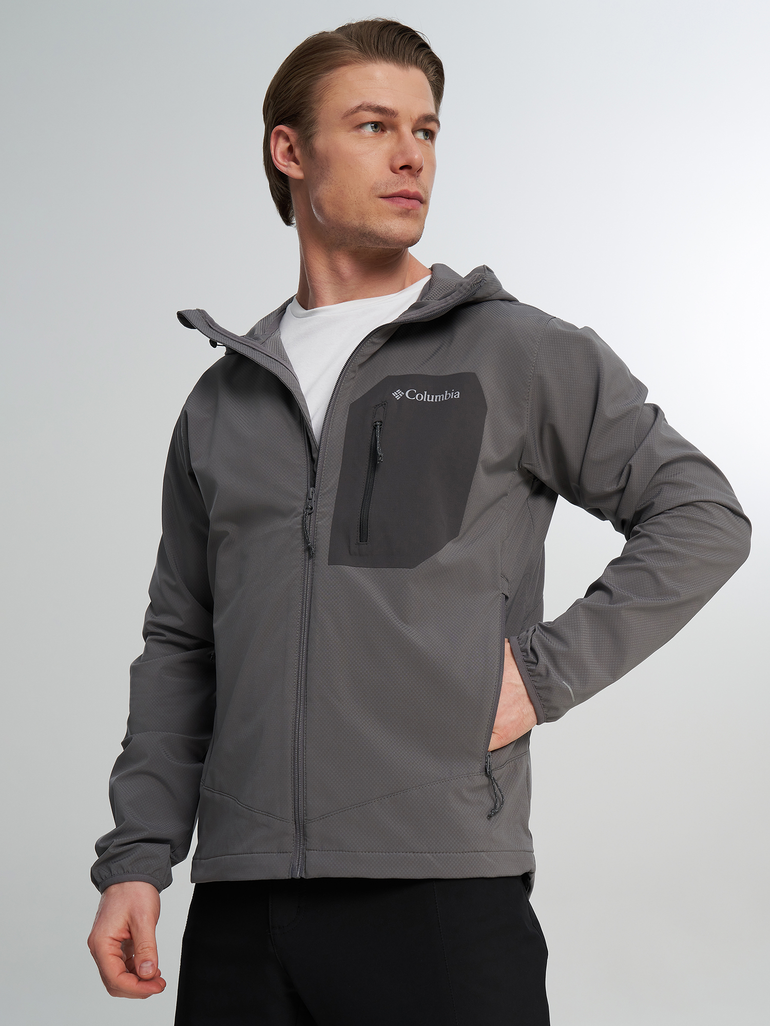 Ветровка мужская Columbia Tall Heights III Hooded Softshell, Серый