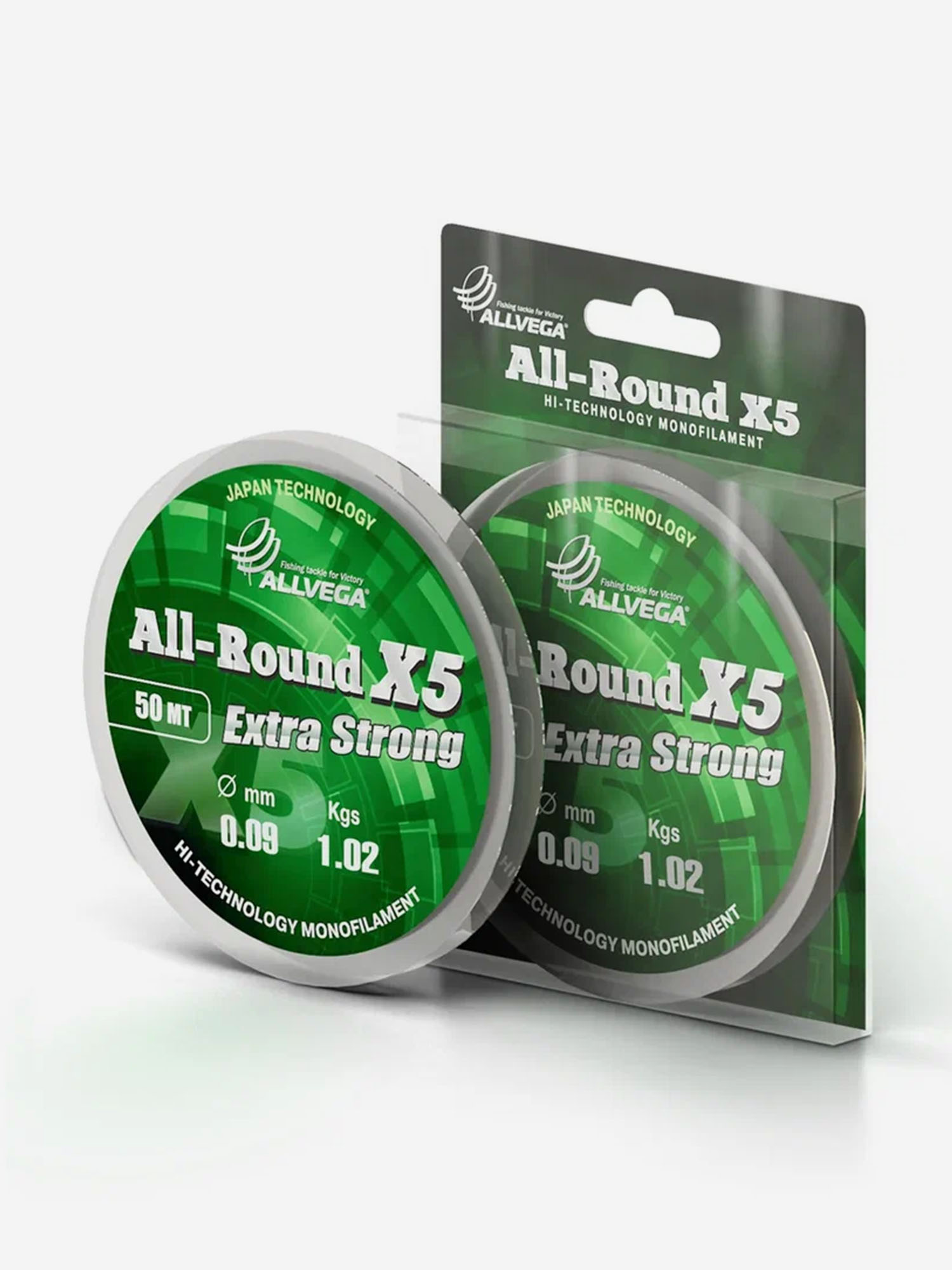 

Леска монофильная ALLVEGA "All-Round X5" 50м 0,09мм (1,02кг) прозрачная, Серый