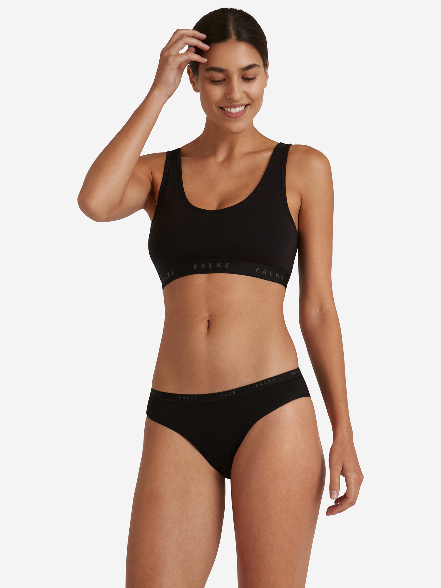 Изображение товара Женские спортивные бра FALKE короткие облегающие с натуральным материалом