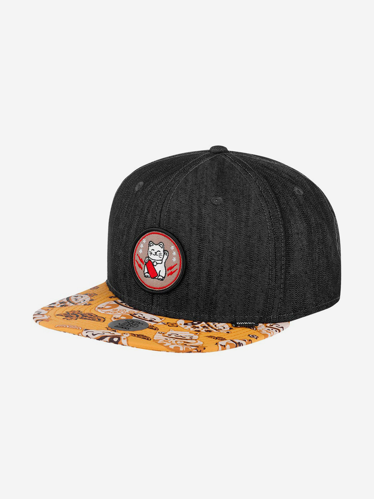 

Бейсболка с прямым козырьком DJINNS 6P SB LuckyCat Linen Rev. (черный), Черный