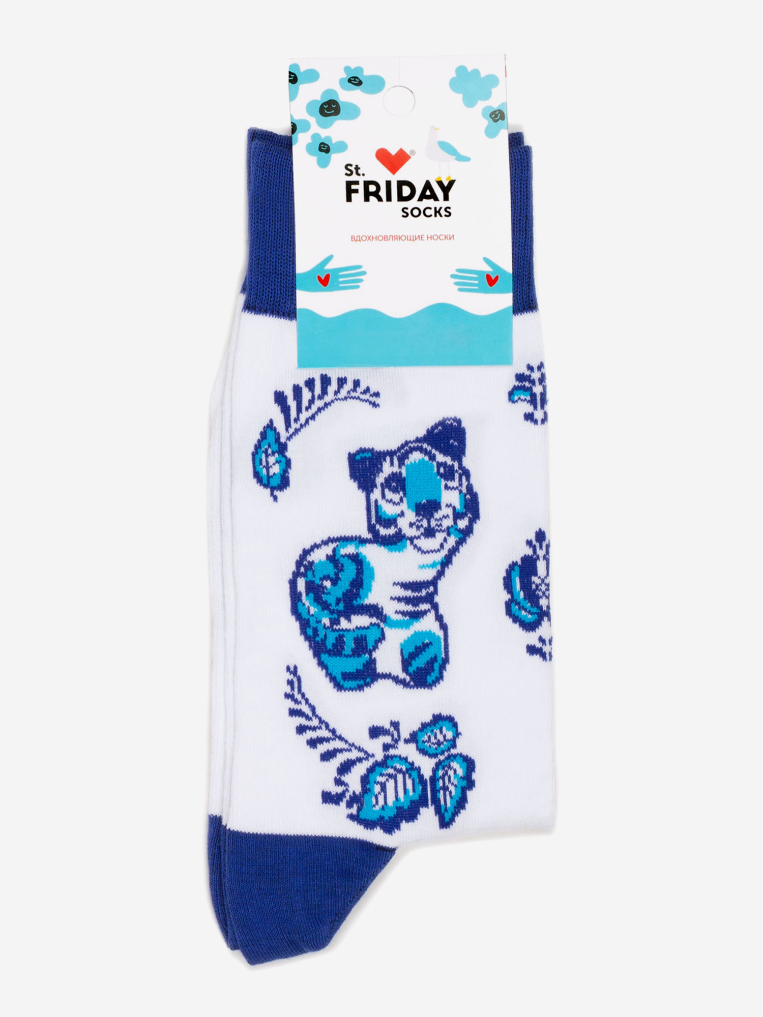 

Носки с рисунками St.Friday Socks, Гжельский тигр, Белый