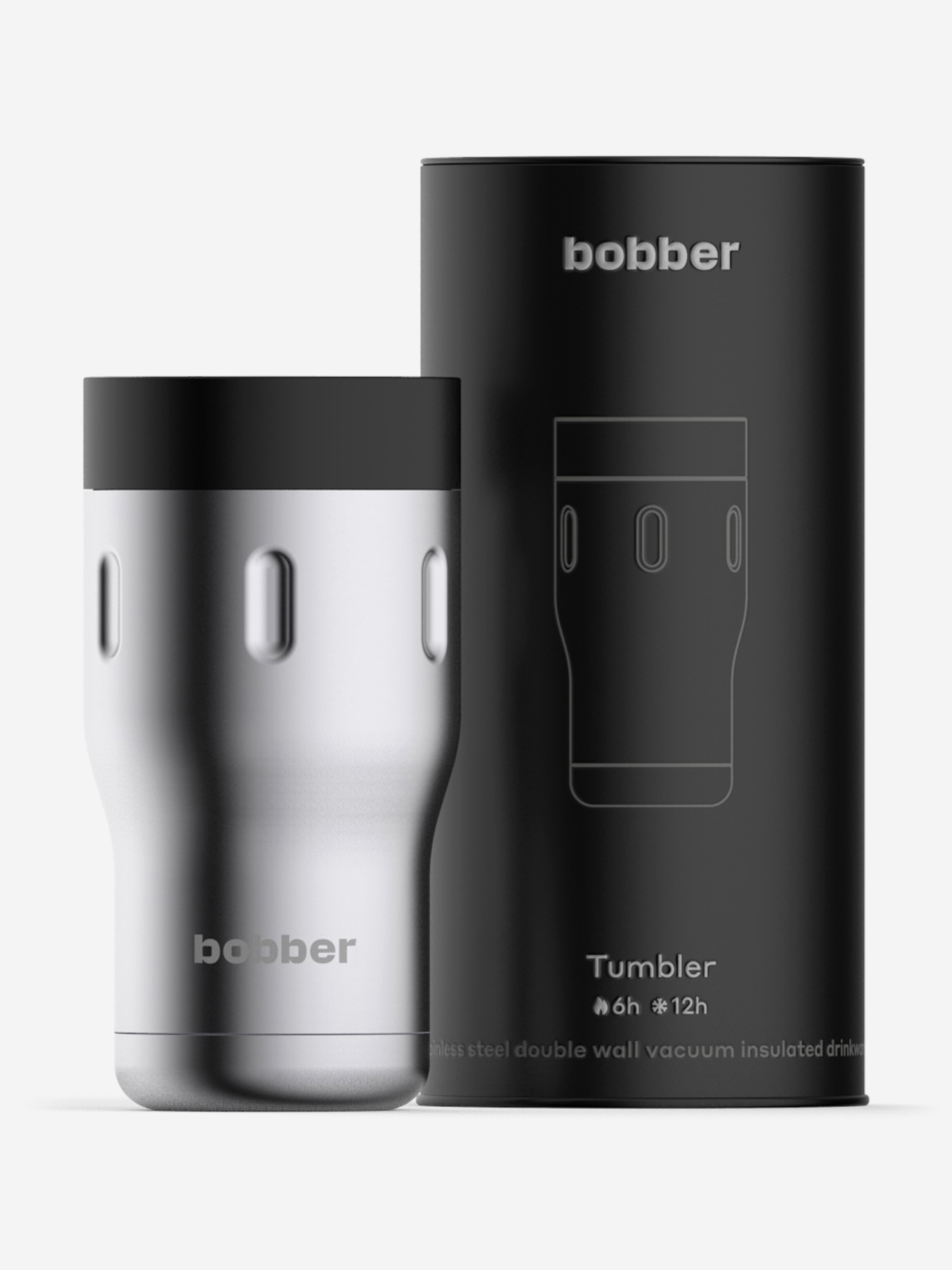 Термокружка вакуумная для напитков Tumbler BOBBER, 350 мл, Серебряный