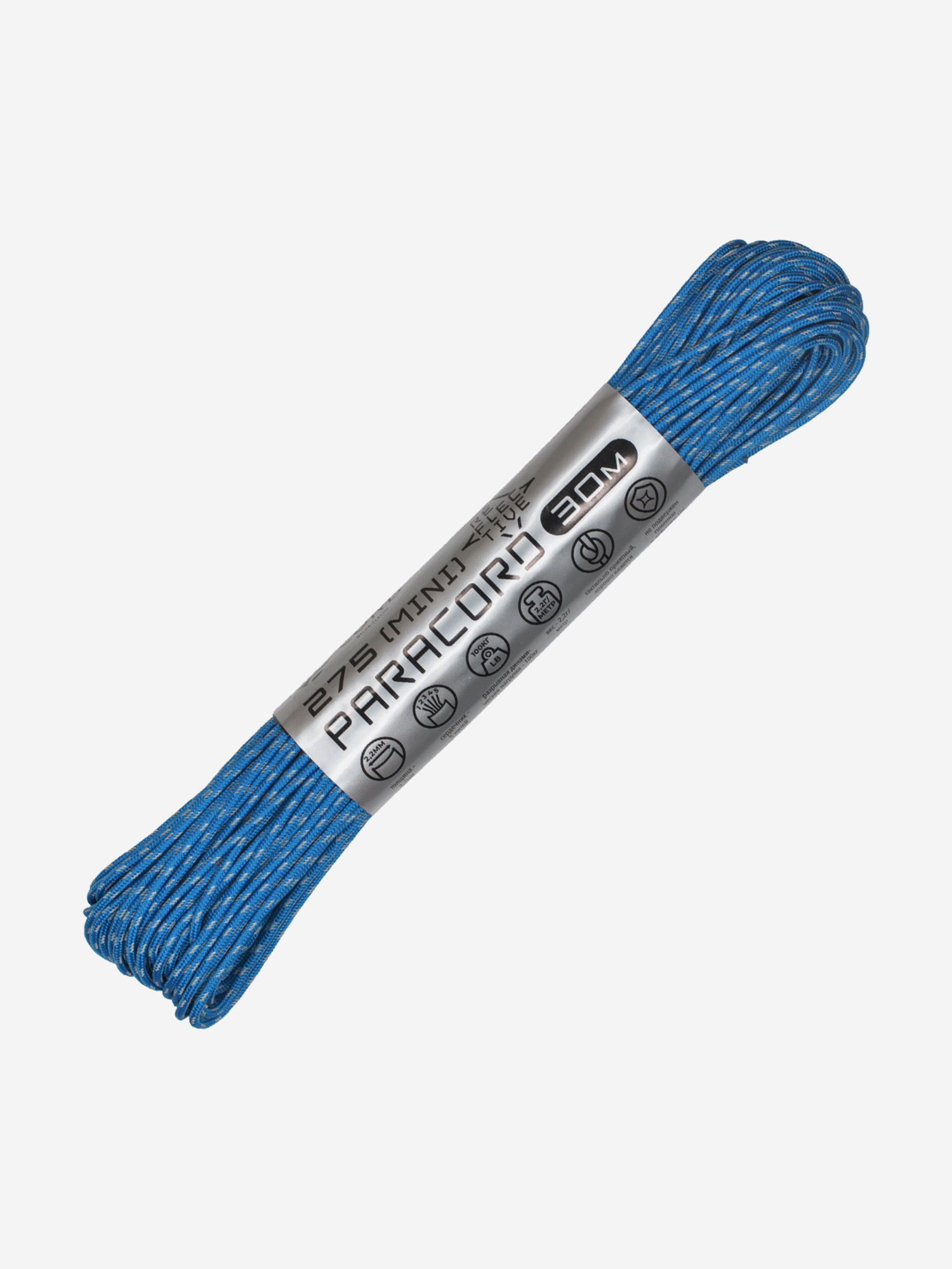

Паракорд 275 (мини) CORD nylon 30м RUS световозвращающий (blue), Синий