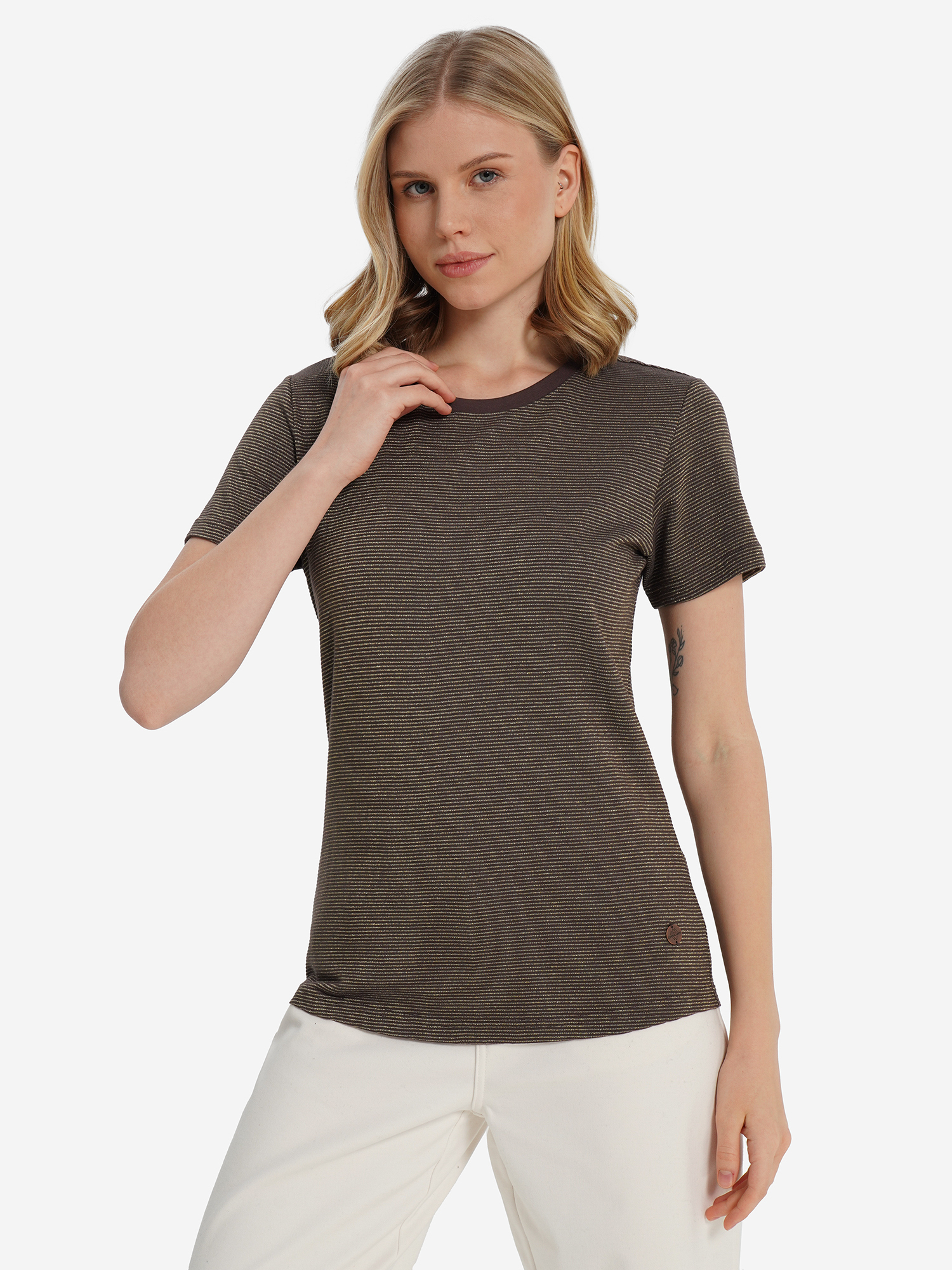 Изображение товара Женская футболка Cordillero с коротким рукавом и полосатым принтом