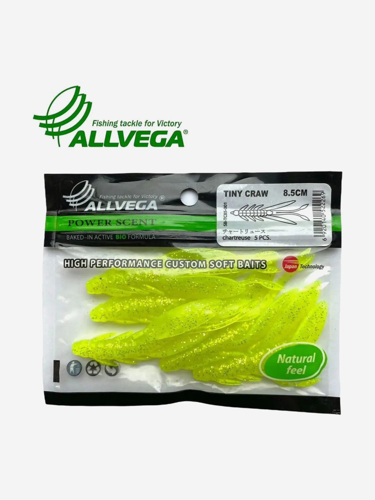 

Приманка съедобная ALLVEGA "Tiny Craw" 8,5см 5шт., Зеленый