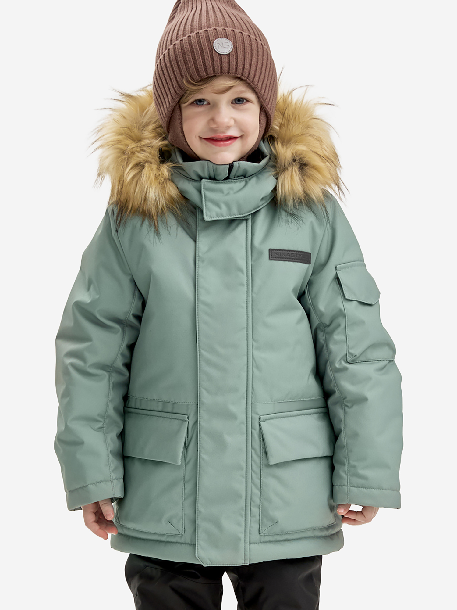 Изображение товара Зимняя детская куртка NIKASTYLE Полынь с мембраной, утеплителем и защитой от ветра