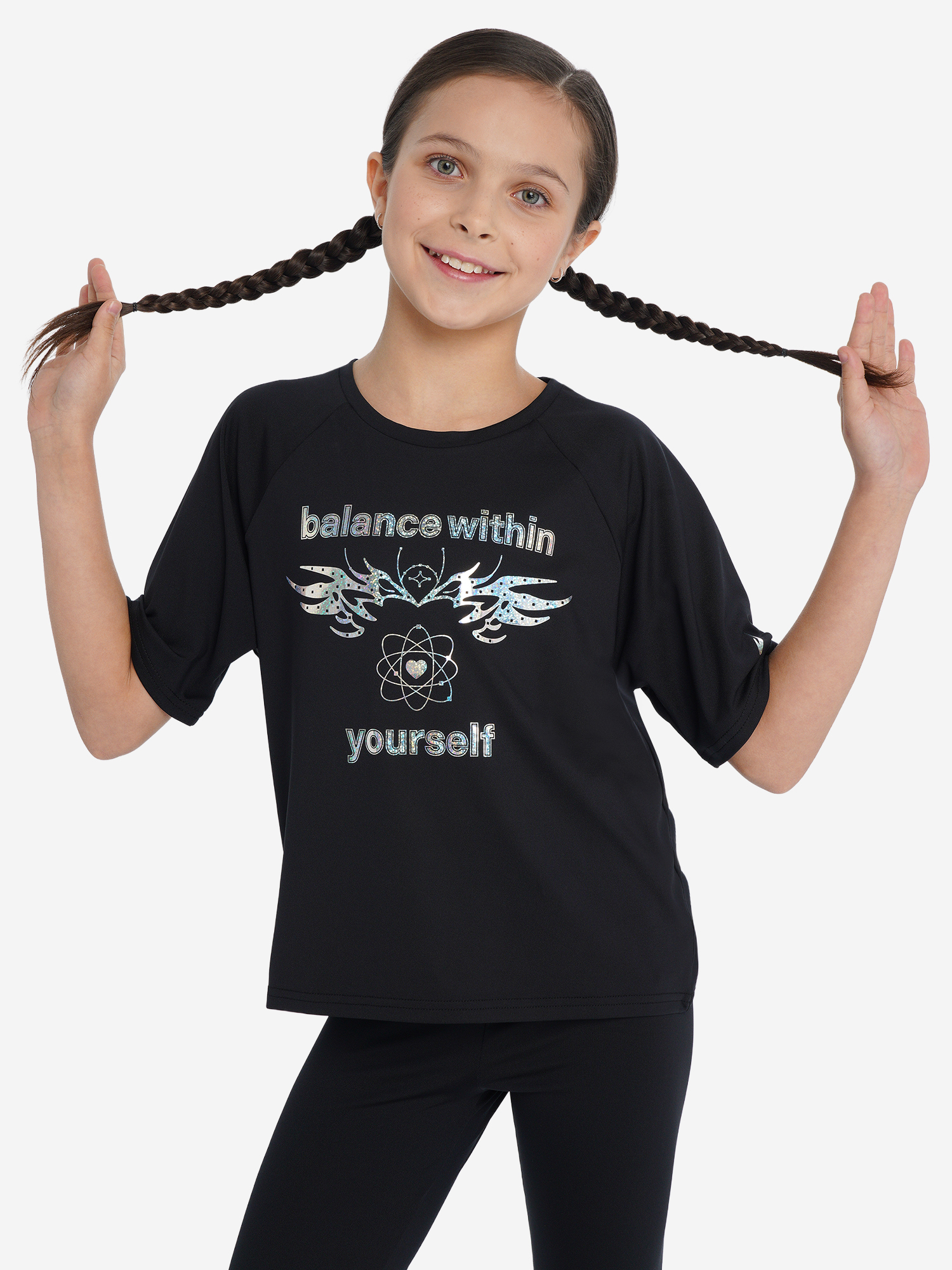 Футболка Demix для девочек, черный, арт. 142274DMX-99